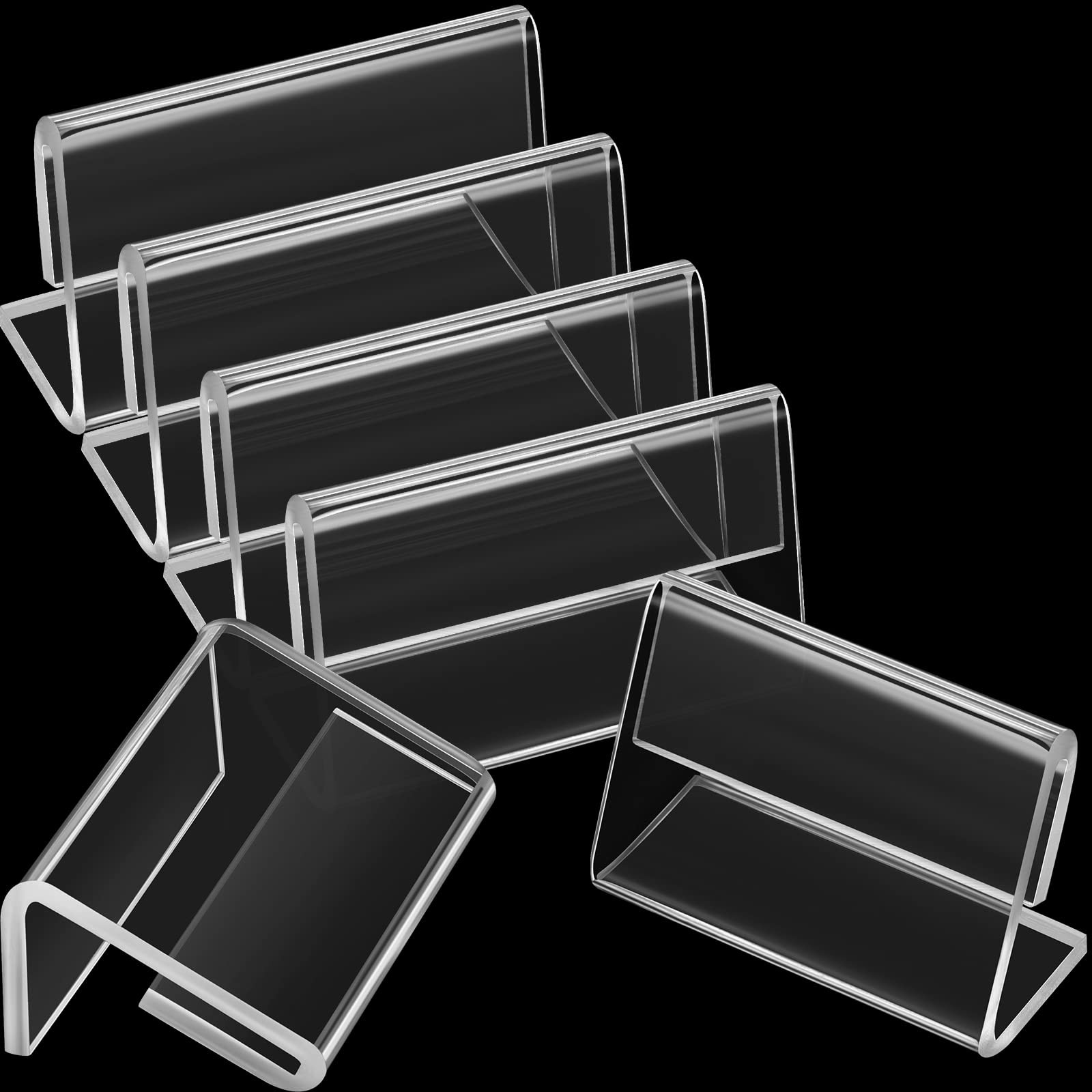 70 PCS Mini Clear Acrylic Sign Display Holder L Shape Tag Label Stand 4x2 cm
