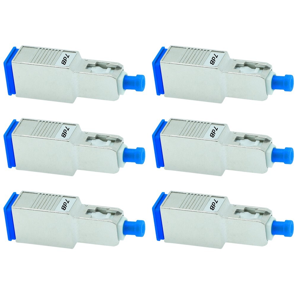 6 Pcs 7dB SC UPC Connector Fiber Optic Optical Single Mode Attenuator Metal Blue