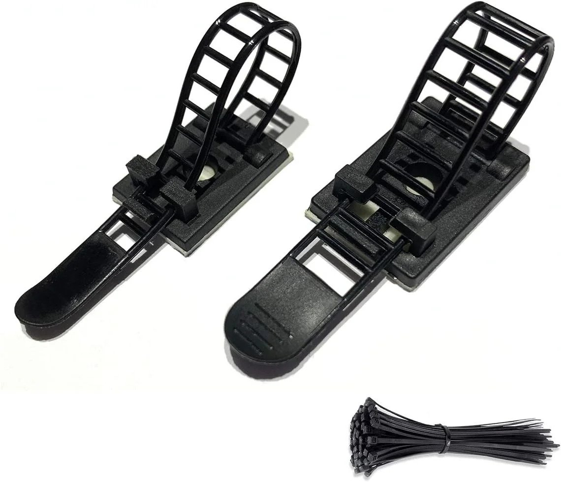 50pcs 2 Sizes Adjustable Adhesive Cable Ties Cable Clips Wire Strap Cord Clamp f