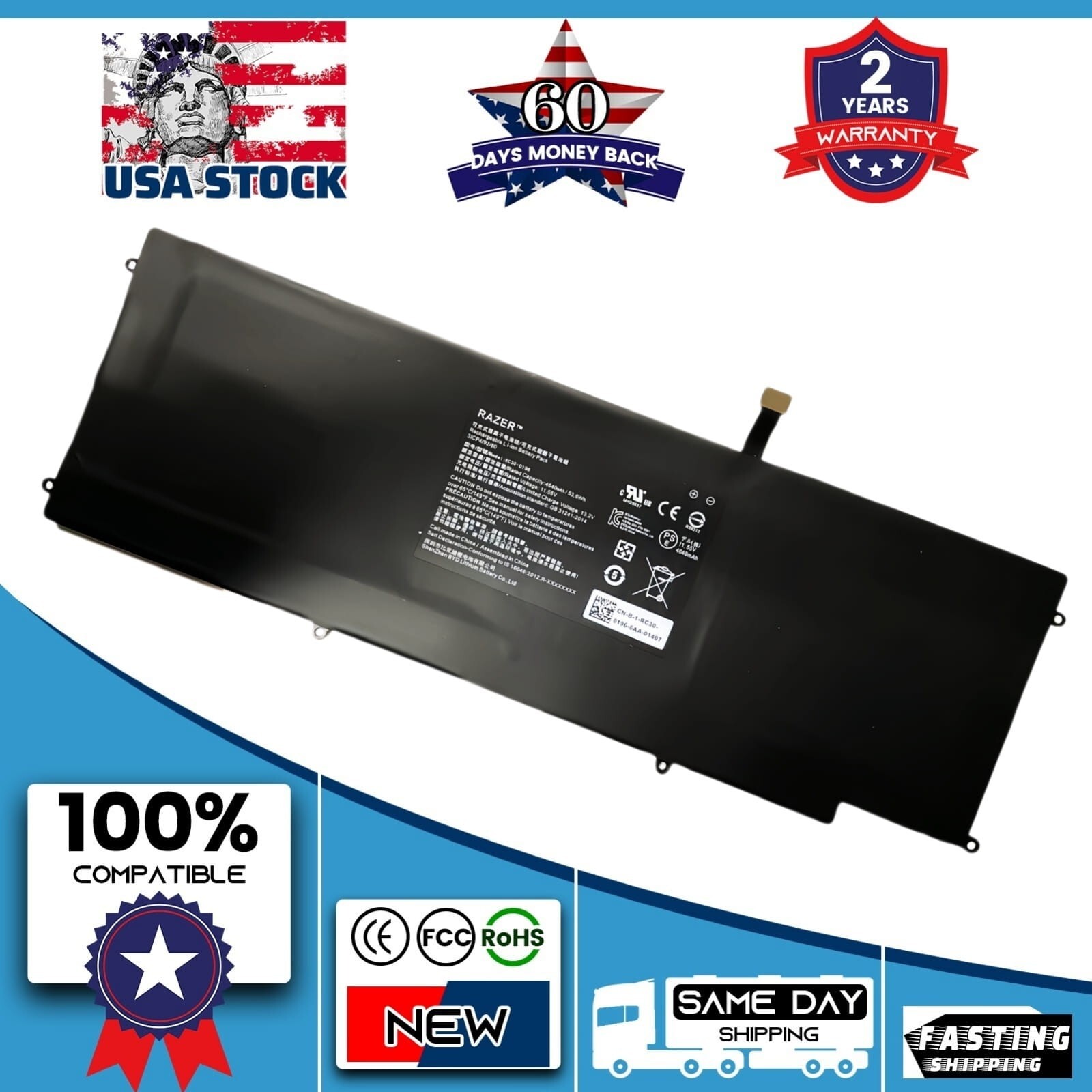 OEM RC30-0196 RZ09-0196 Battery for Razer Blade Stealth 2016 2017 RZ09-02394E31