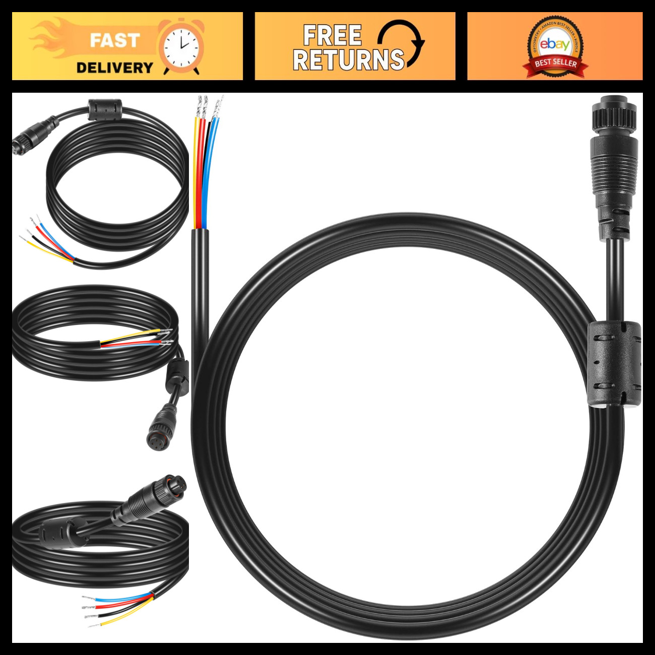 4-Pin Power Cable for Simrad GO NSS evo3 Vulcan Zeus3 - 2m (6.5ft) Bare Wire Out