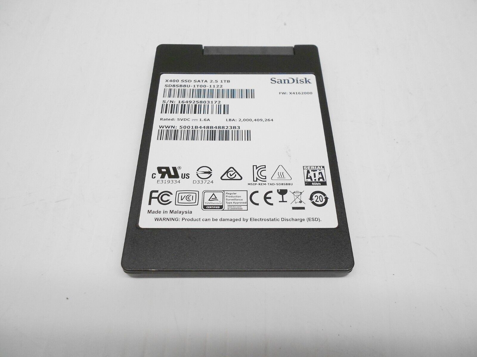 SanDisk X400 1TB 2.5'' SATA SSD Hard Drive Solid State 6G Dell HP Supermico 7MM
