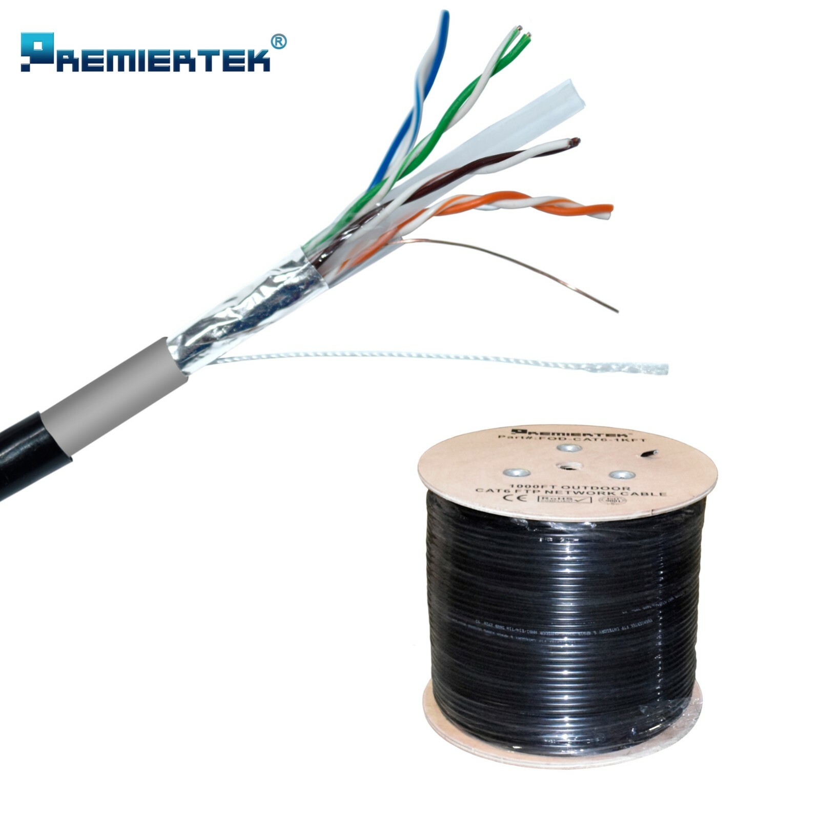 1000ft CAT6 UV Shielded FTP Waterproof Outdoor Direct Burial Network LAN Cable