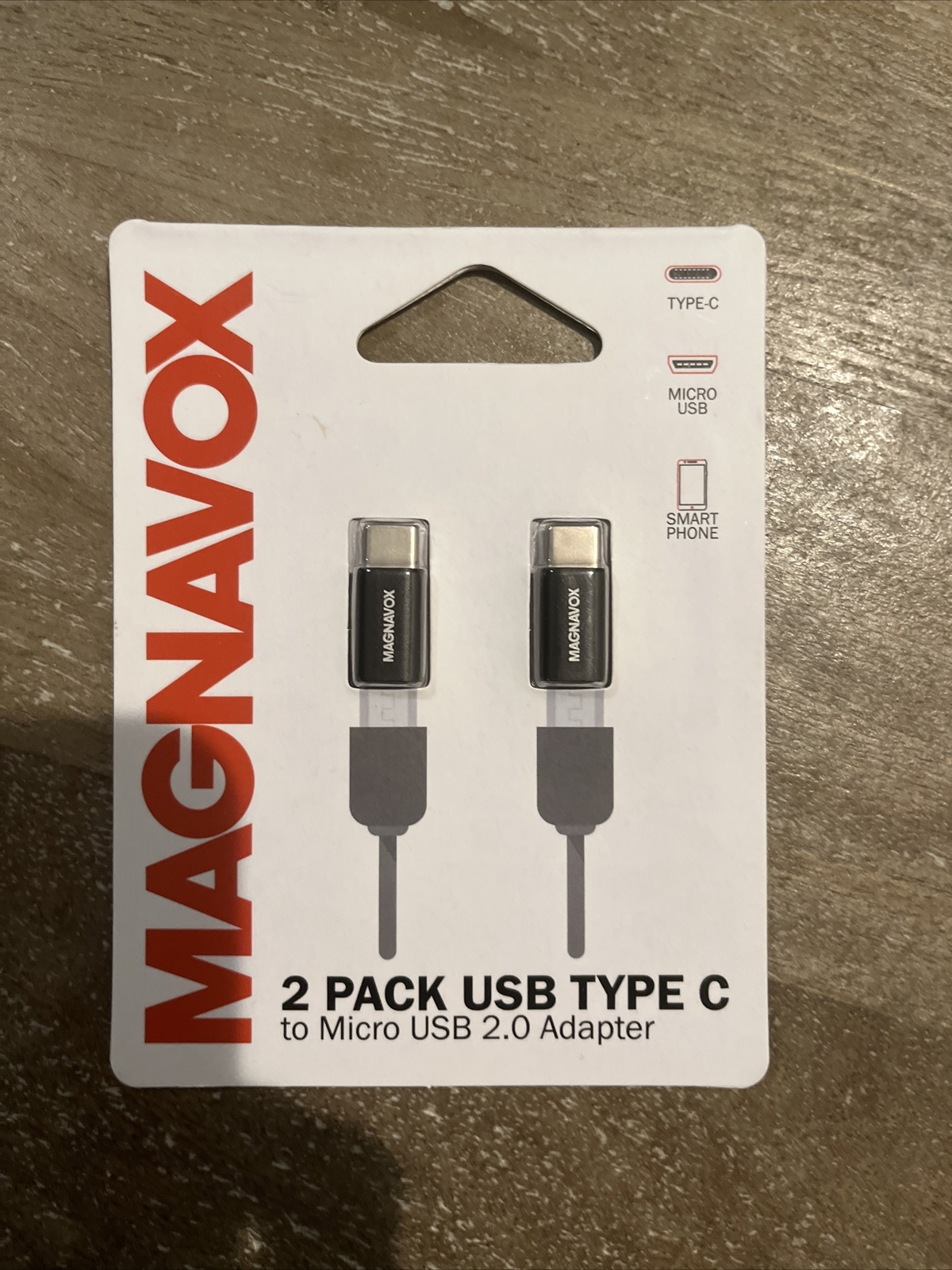 1 Magnavox 2 Pack MC4010 Usb Type C To Micro Usb 2.0 Adapter New Factory Sealed