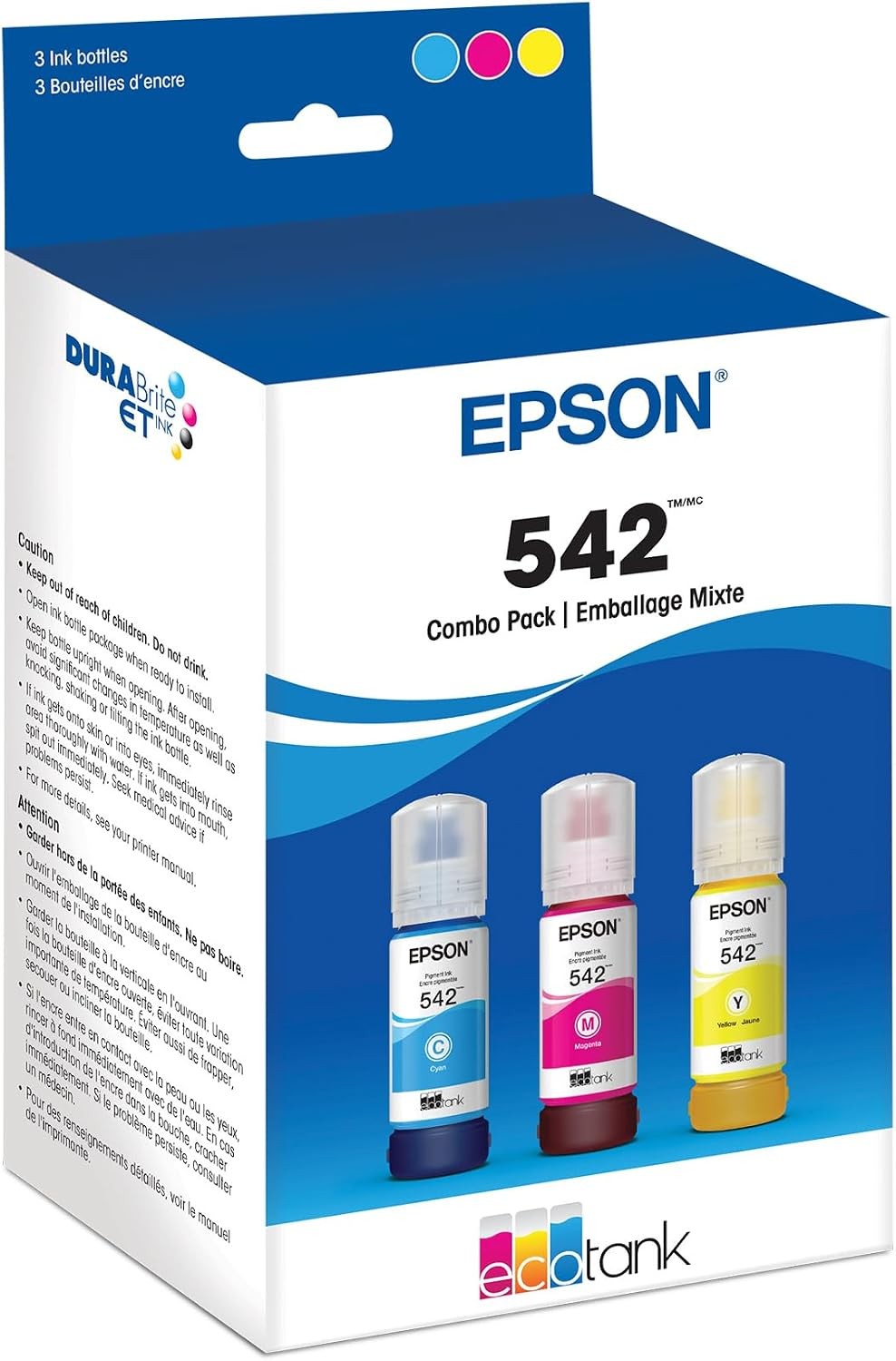 Epson 542 Pigment Ink Bottle 3 Color Set C/M/Y EcoTank Pro ET-5150 ET-16600