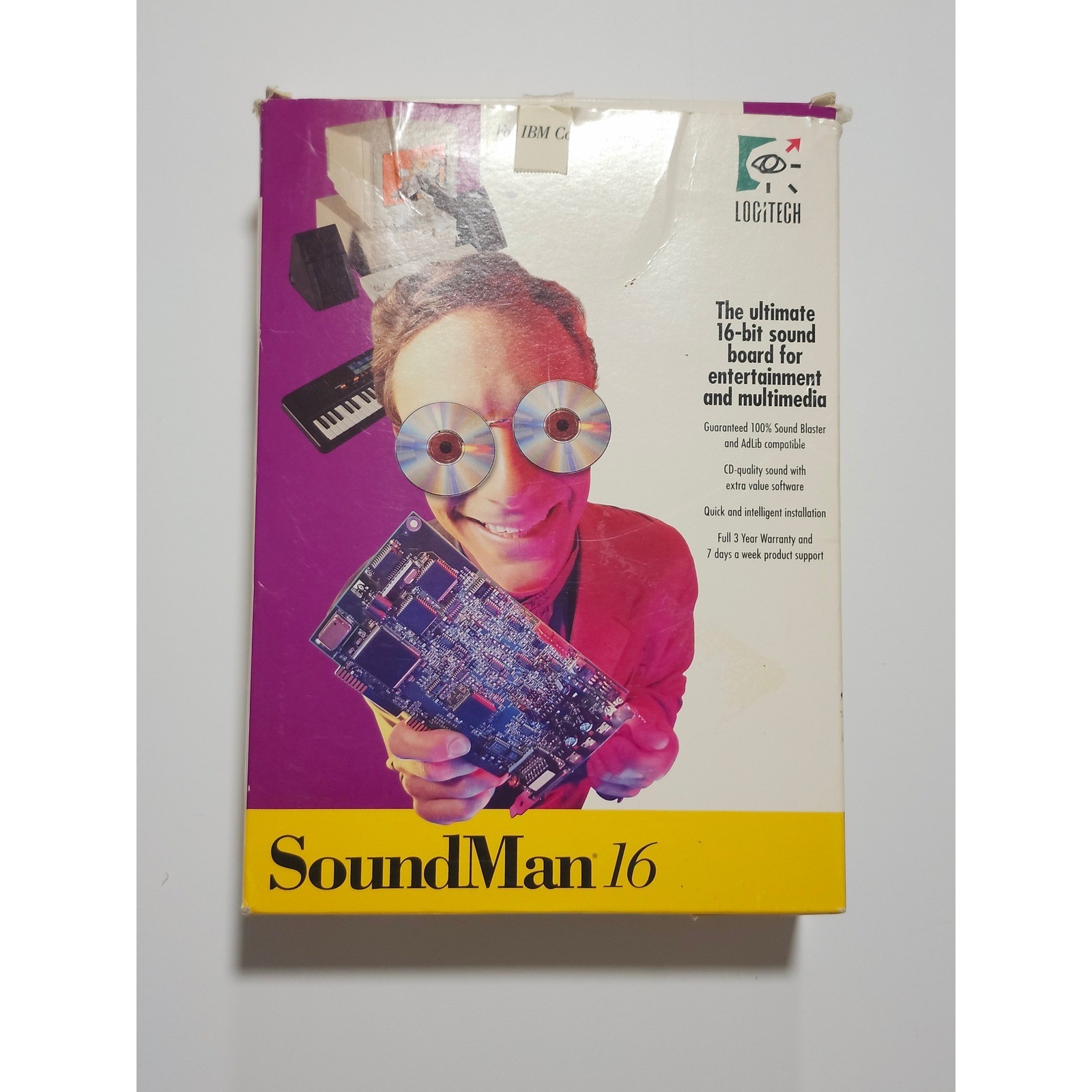Logitech SoundMan 16 VINTAGE BOX MANUALS DISKS ONLY - NO CARD - ScreenCraze II