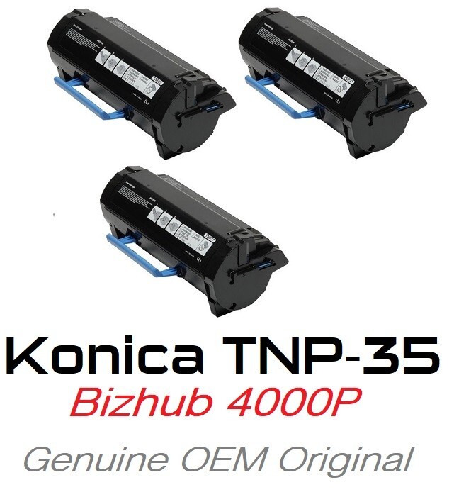 3 MOSTLY NEW GENUINE KONICA MINOLTA BIZHUB 4000P TONER TNP35 A63W01F 55% 55% 60%