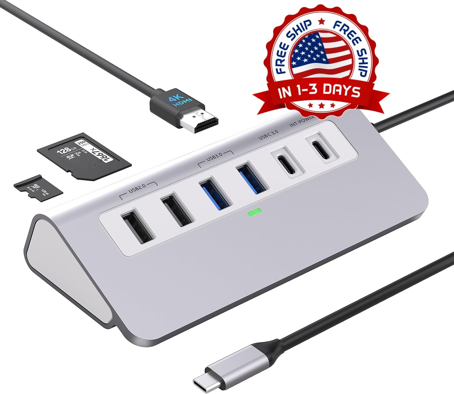Adaptador multipuerto USB C resistente al calor Transferencia rápida de datos US