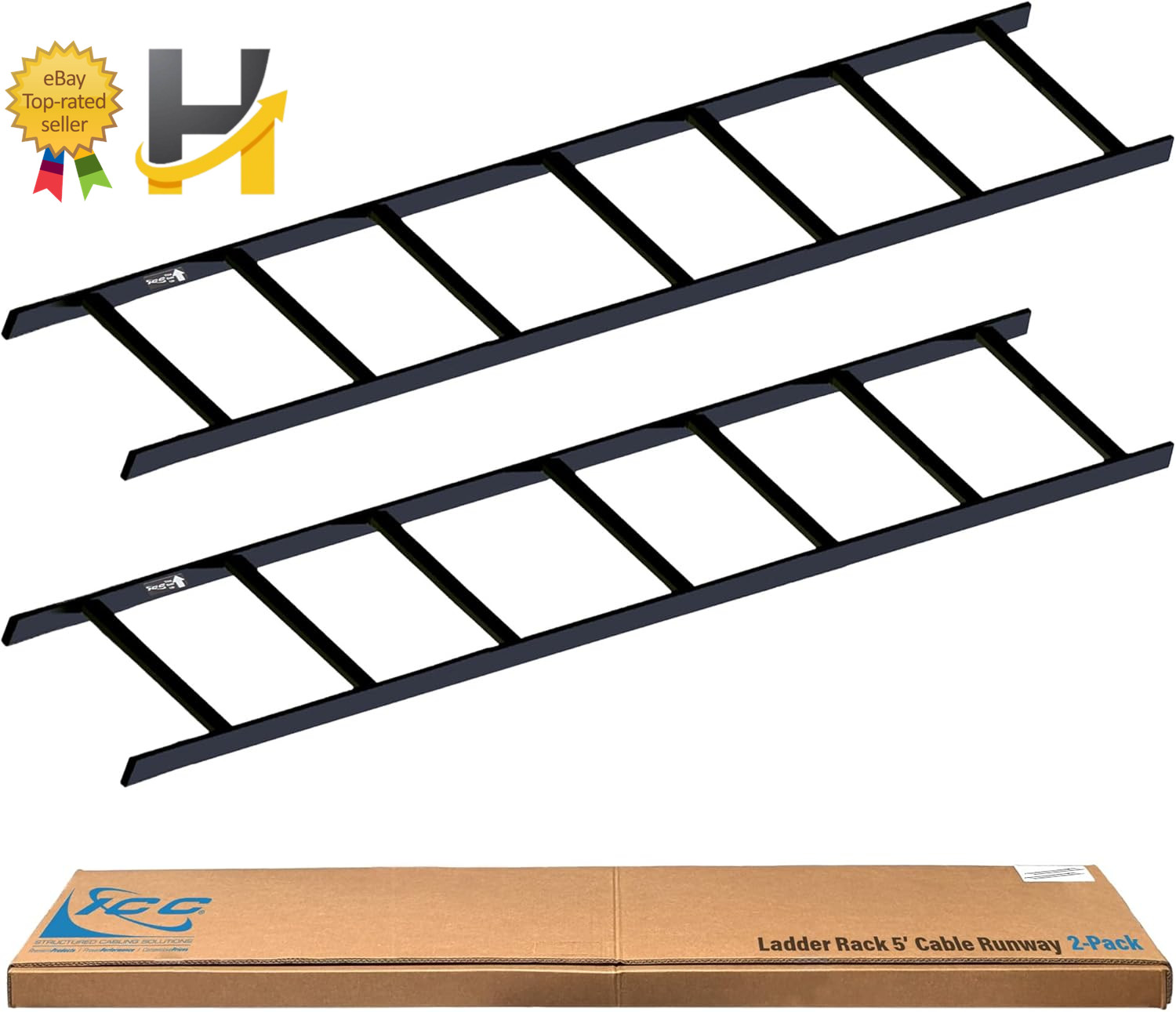 Cable Runway Rack 5' Straight Section 16-Gauge Steel Made in USA 2-Pack