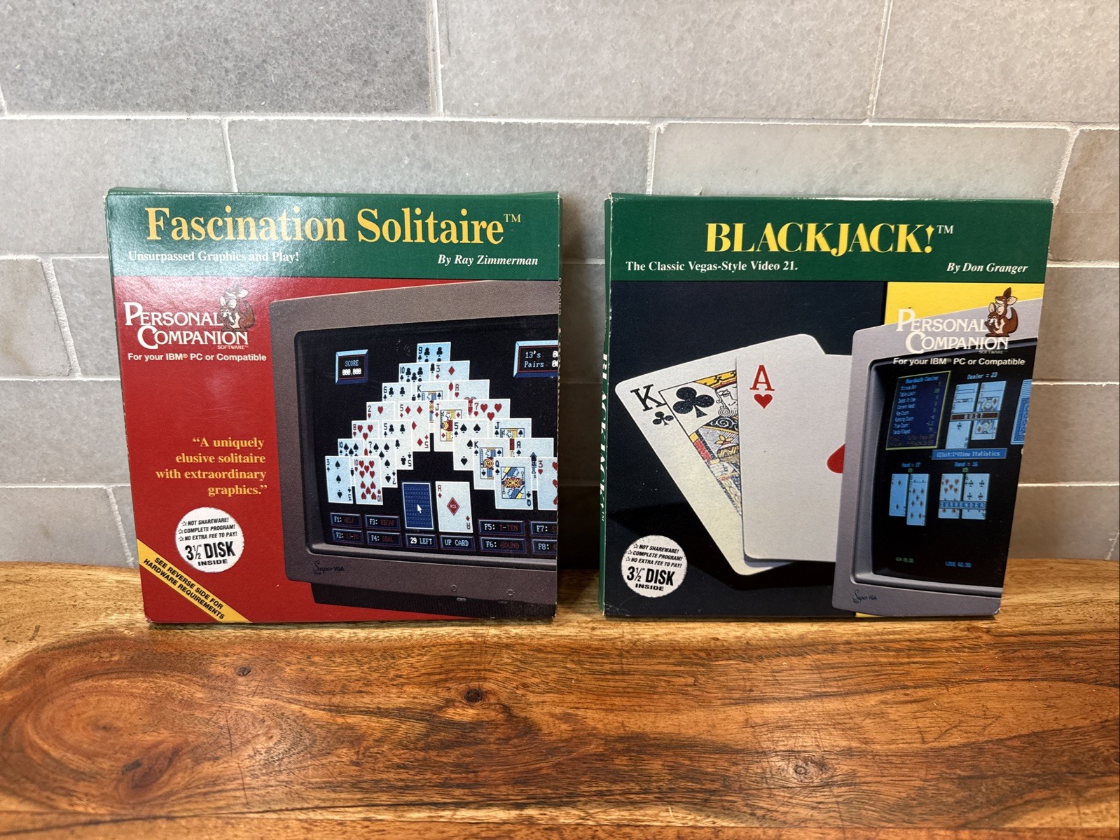 Vintage 1994 Personal Companion 3.5” Floppy Disk Programs Blackjack & Solitaire