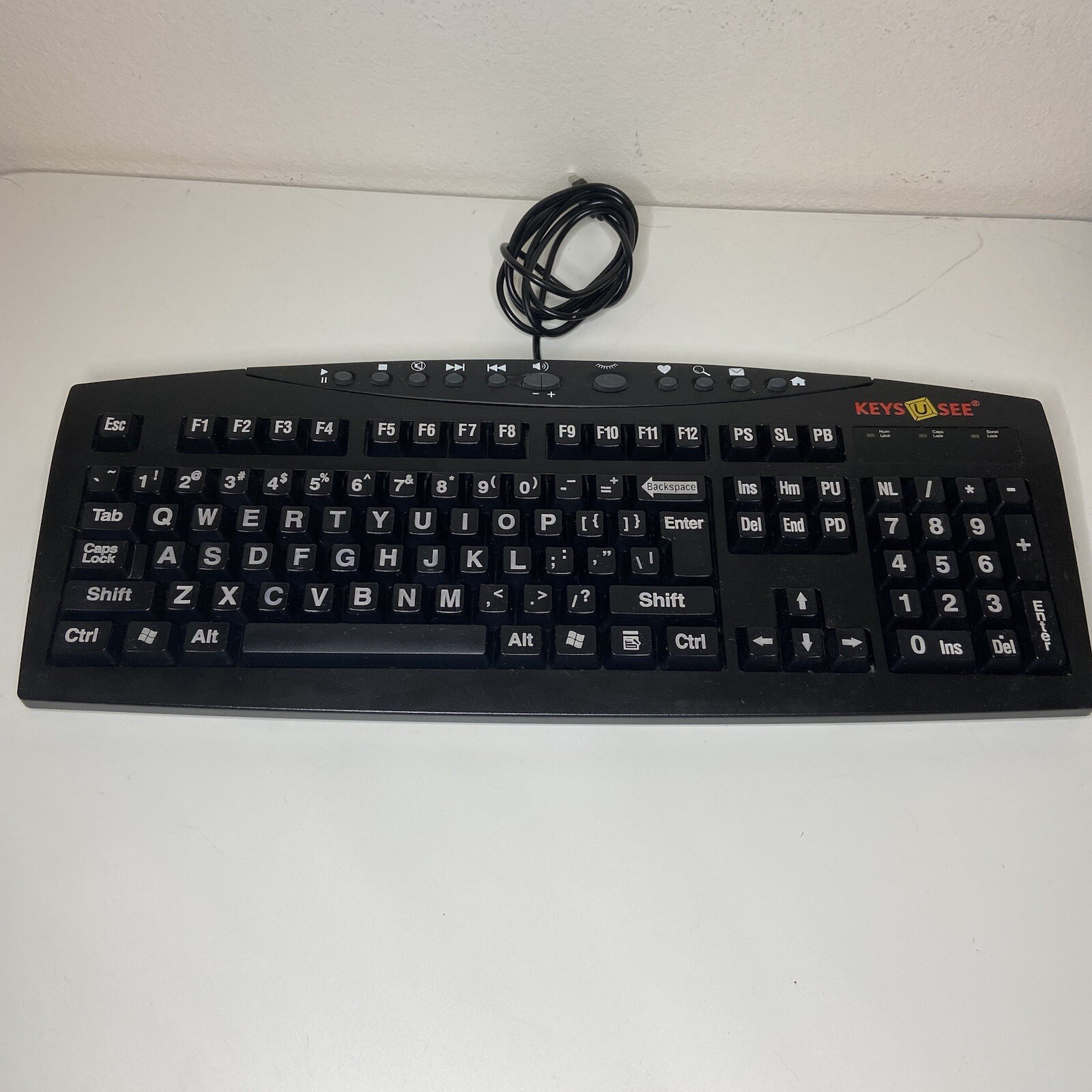 Keys U See Large Print Keyboard With Keyguard USB Wired Tested 