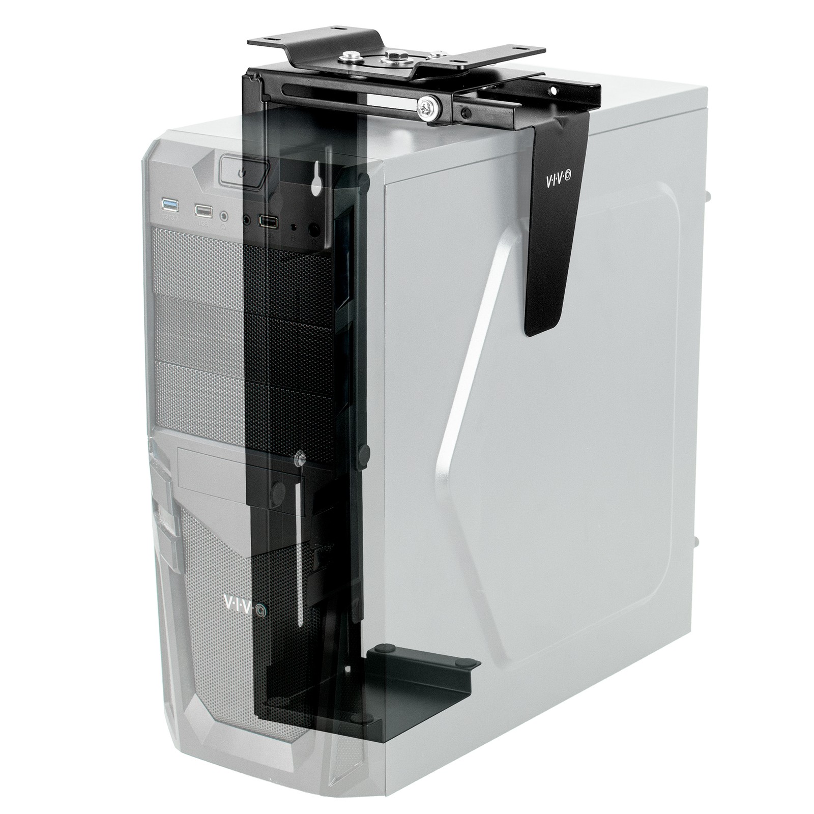 VIVO Black Under-Desk and Wall PC Mount, Computer Case Holder with 135 Swivel