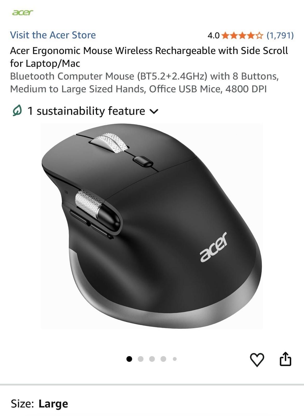 Acer Dual Mode wireless mouse OMR272