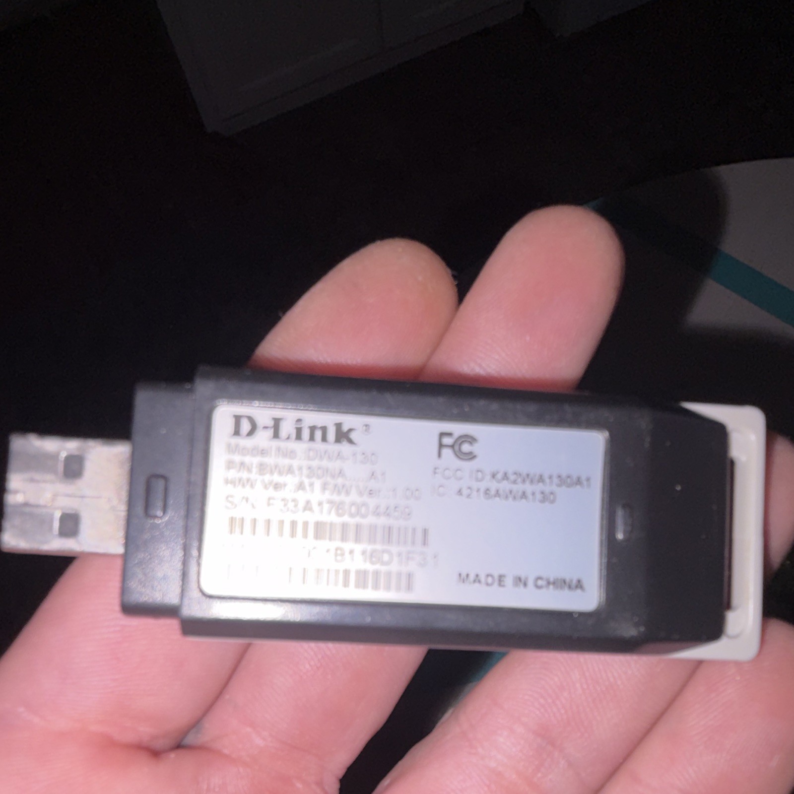 D-Link DWA-130 USB 2.0 Wireless N Wi-Fi Adapter Dongle 300 Mbps Black