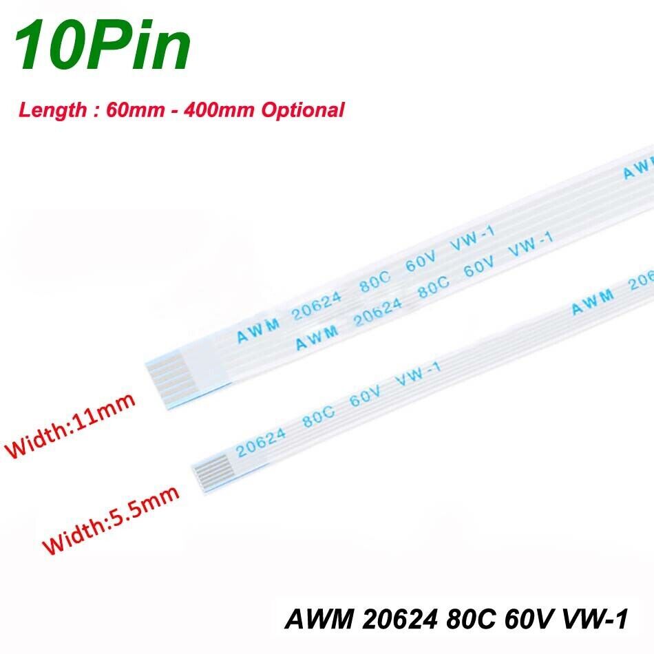 10Pin FFC Flexible Ribbon Cable Flat Wires Pitch 0.5/1mm PCB Board Transmission