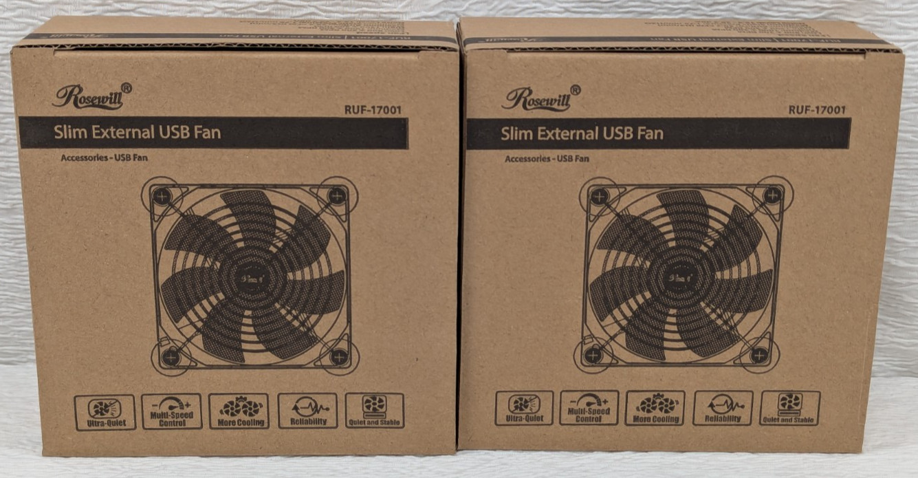 Rosewill - 120mm External USB Fan - Multi-speed Controller - RUF-17001 - 2 Pack