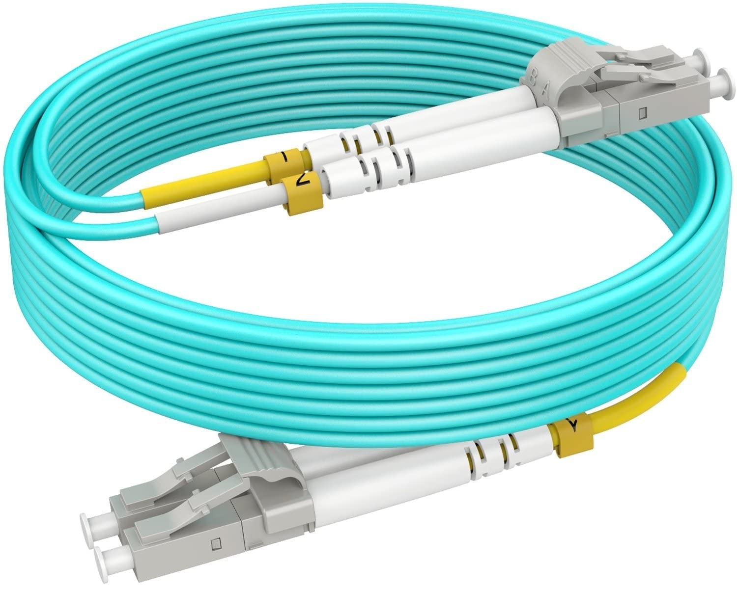 RamboCables-OM4 LC LC Fiber Patch Cables MMF Multimode, 50ft/15m, 10Packs