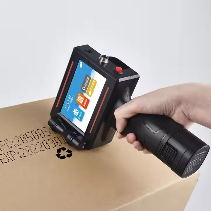 Chipless handheld inkjet printer prints LOGO text barcode QR code on packaging b