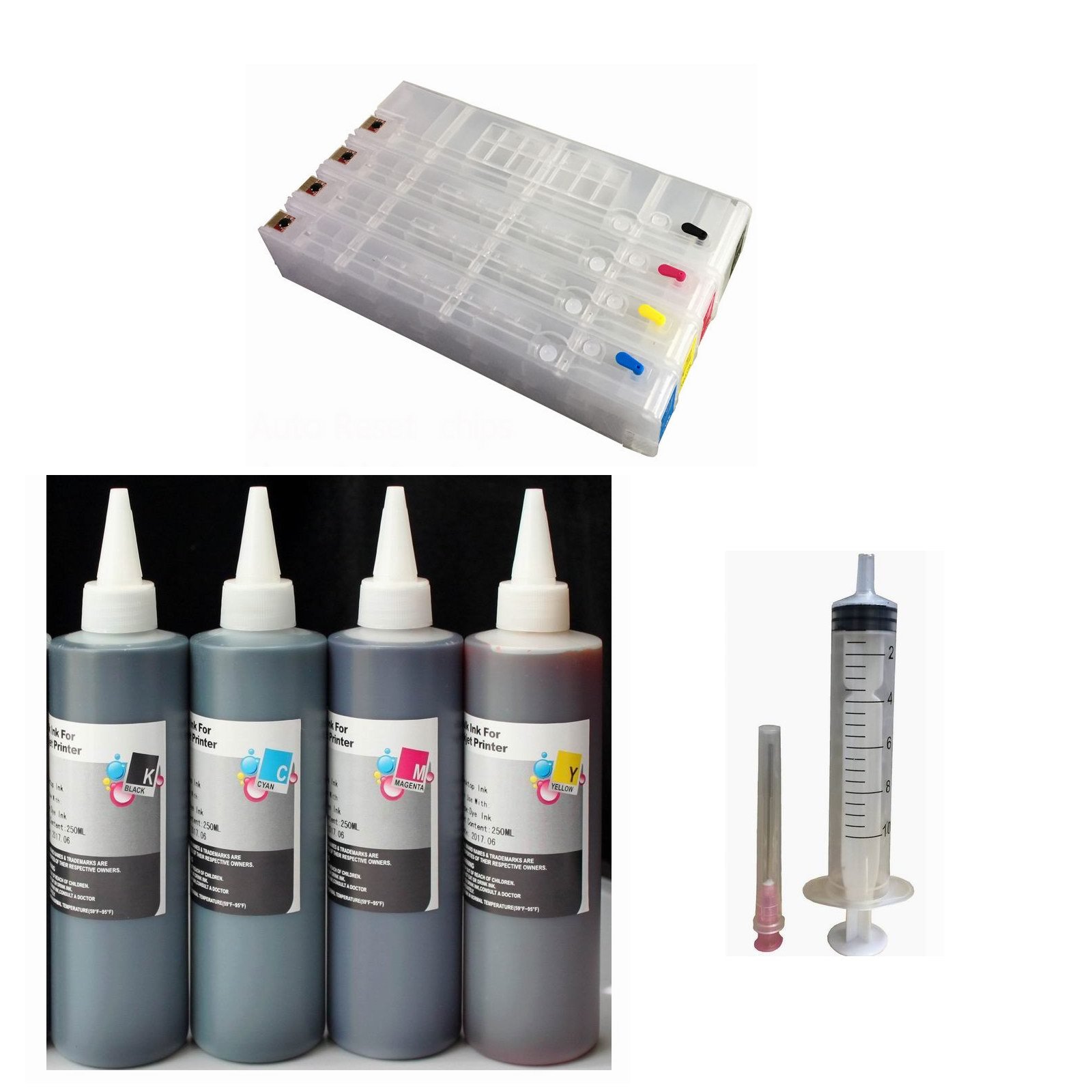 4 pack Refillable Compatible For HP 970 971 X551dw Cartridge Plus 4x250ml ink