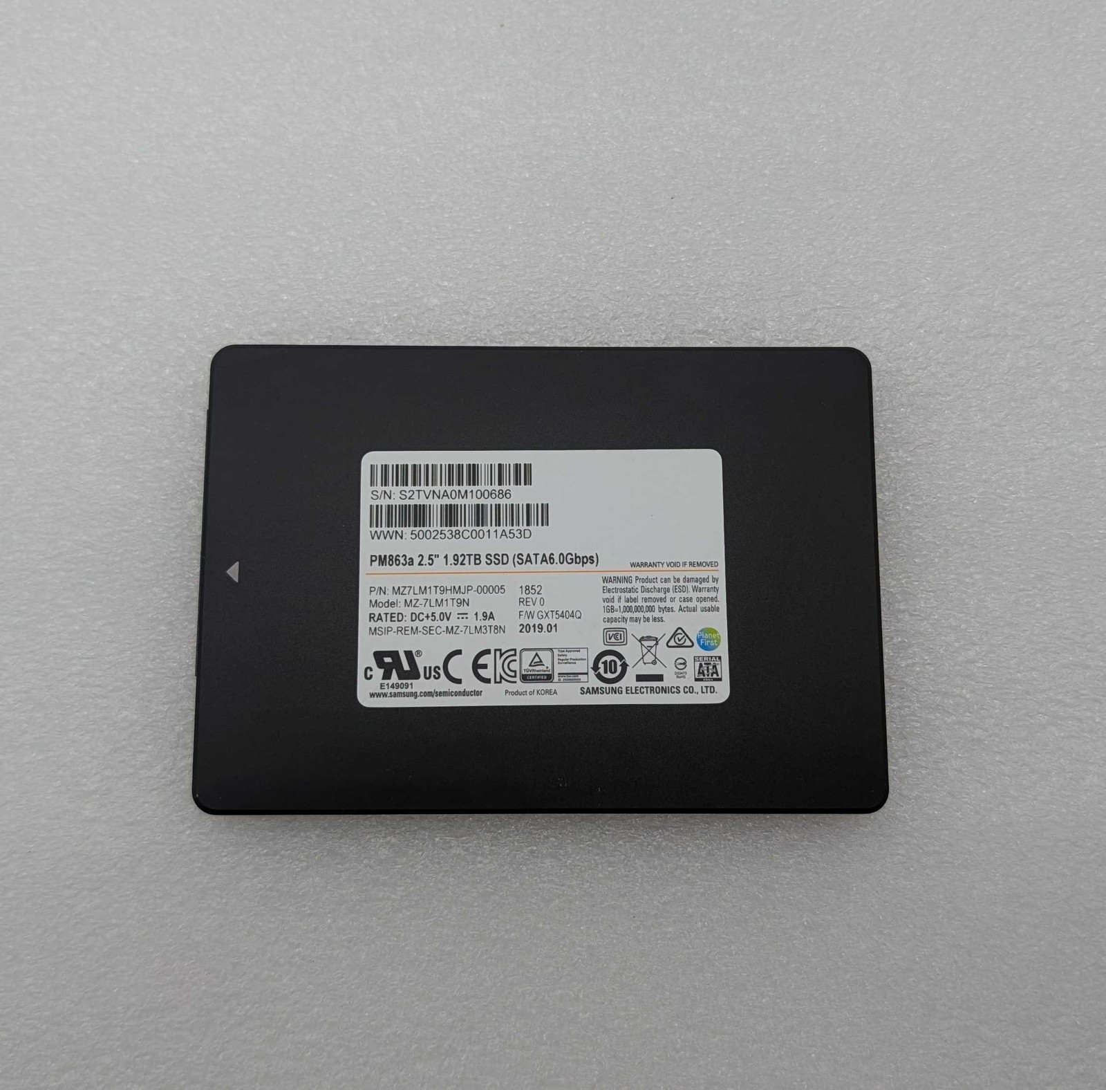 Samsung PM863A 1.92TB SSD Drive 2.5" SATA MZ-7LM1T9N