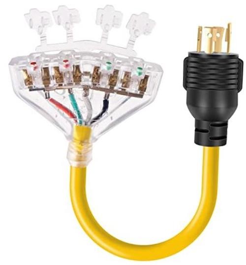 30 Amp to 110 Adapter Generator Power Cord - 4 Prong - 30 Amp to 15 Amp