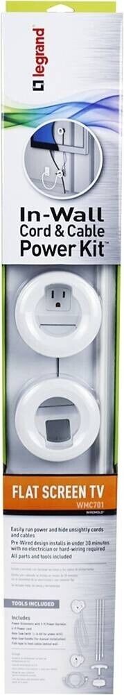 Legrand - Wiremold In-Wall Flat Screen TV Power & Cable Concealment Grommet Kit