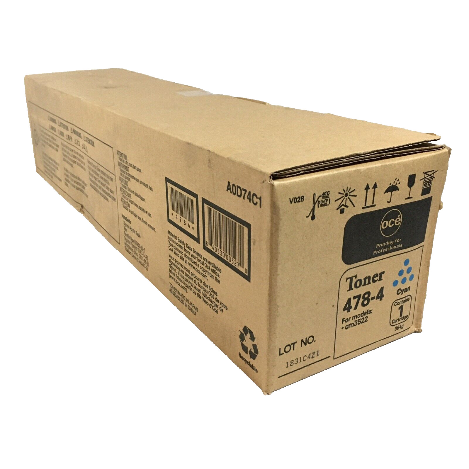 NIB Genuine OCE 478-4 Cyan Toner Cartridge CM3522 Printing for Professionals