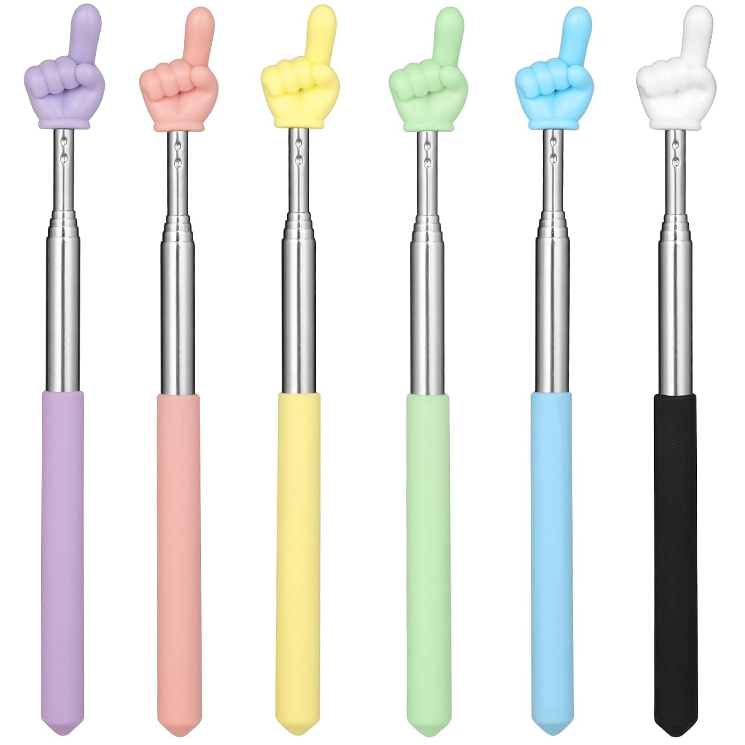 Mini Retractable Extendable Colorful Finger Pointer Sticks 6 PCS