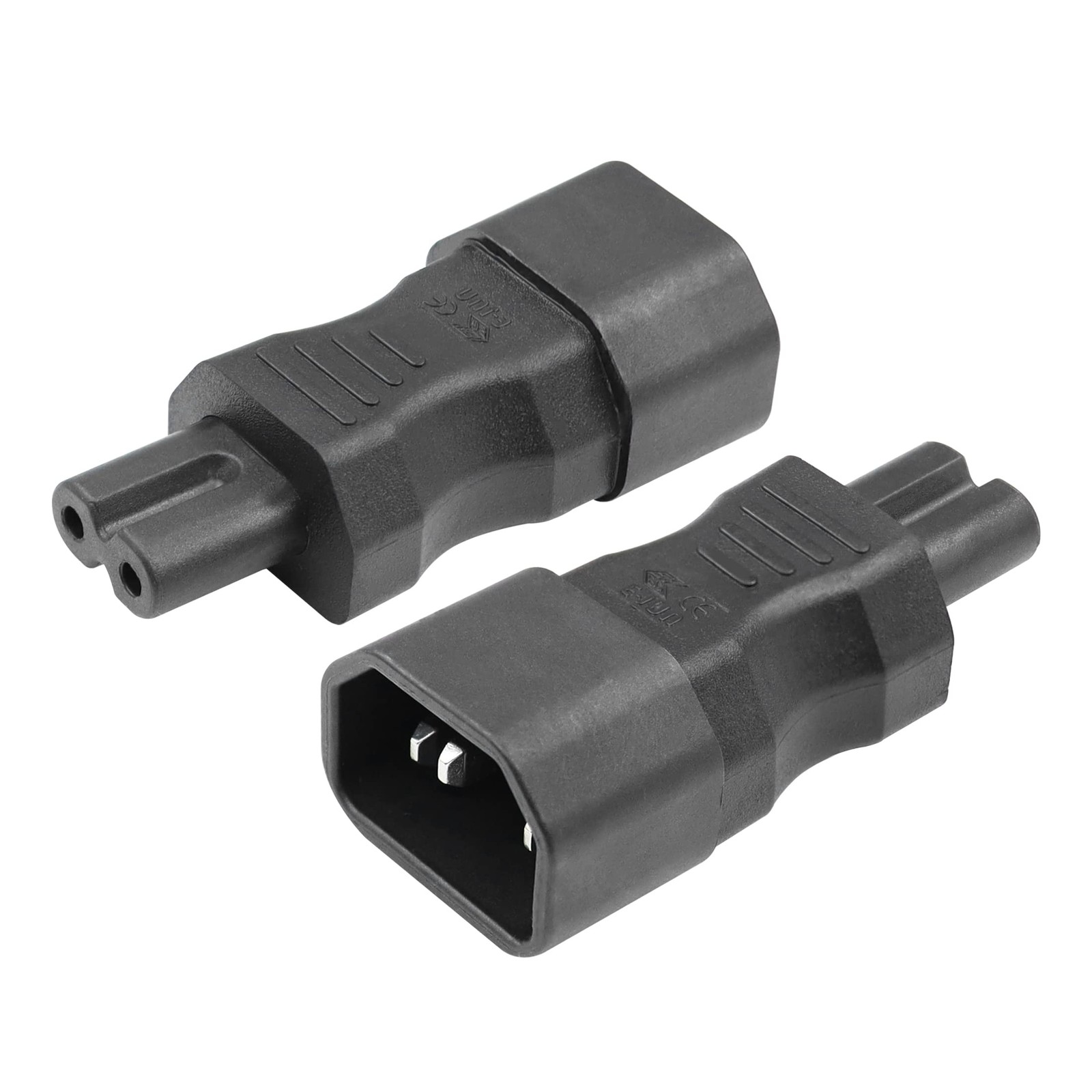 2 PCS C14 To C7 Power Extension Adapter IEC 320 Male C14 To IEC Female C7