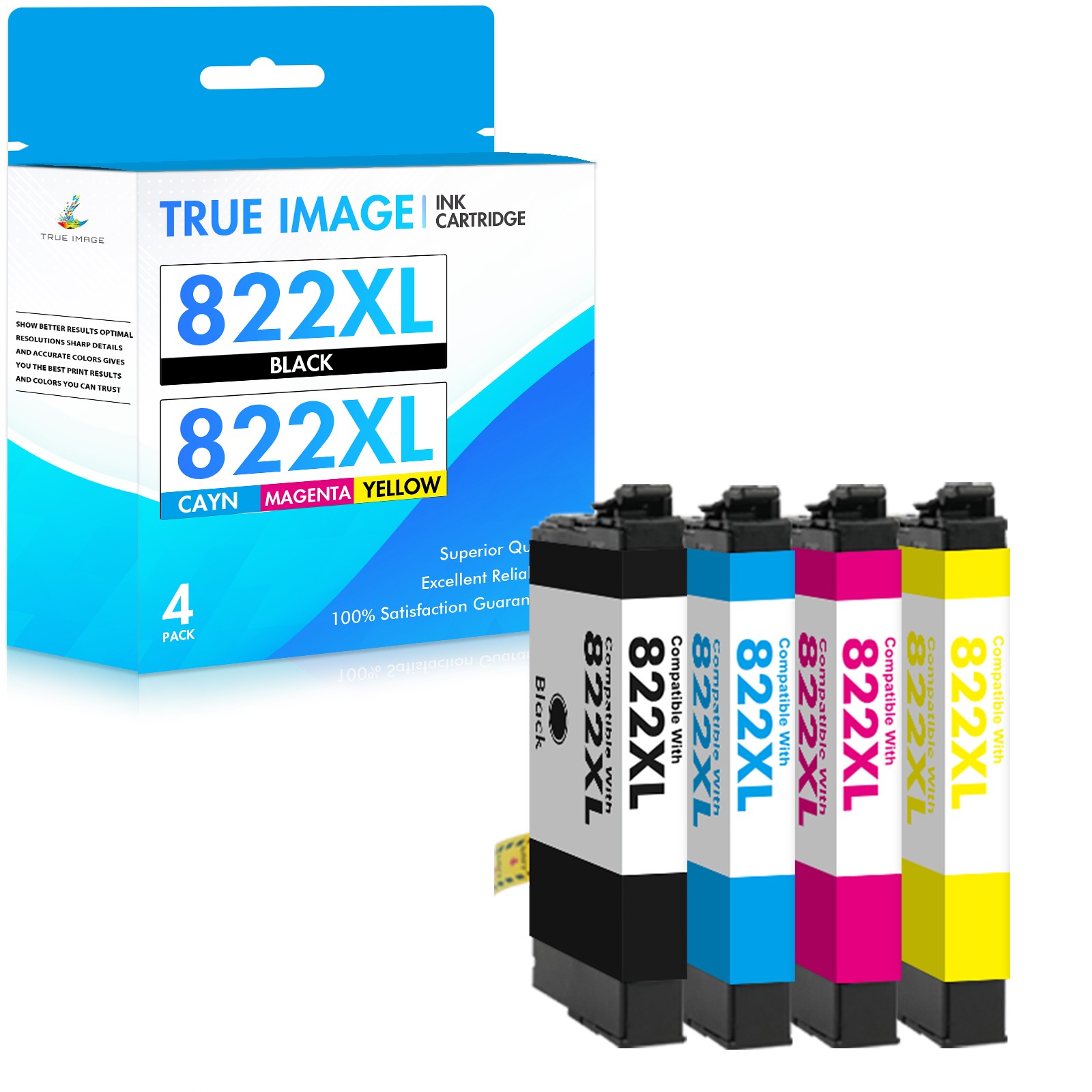4x 822XL T822XL Ink Cartridge Compatible For Epson WorkForce Pro WF-3820 WF-4833
