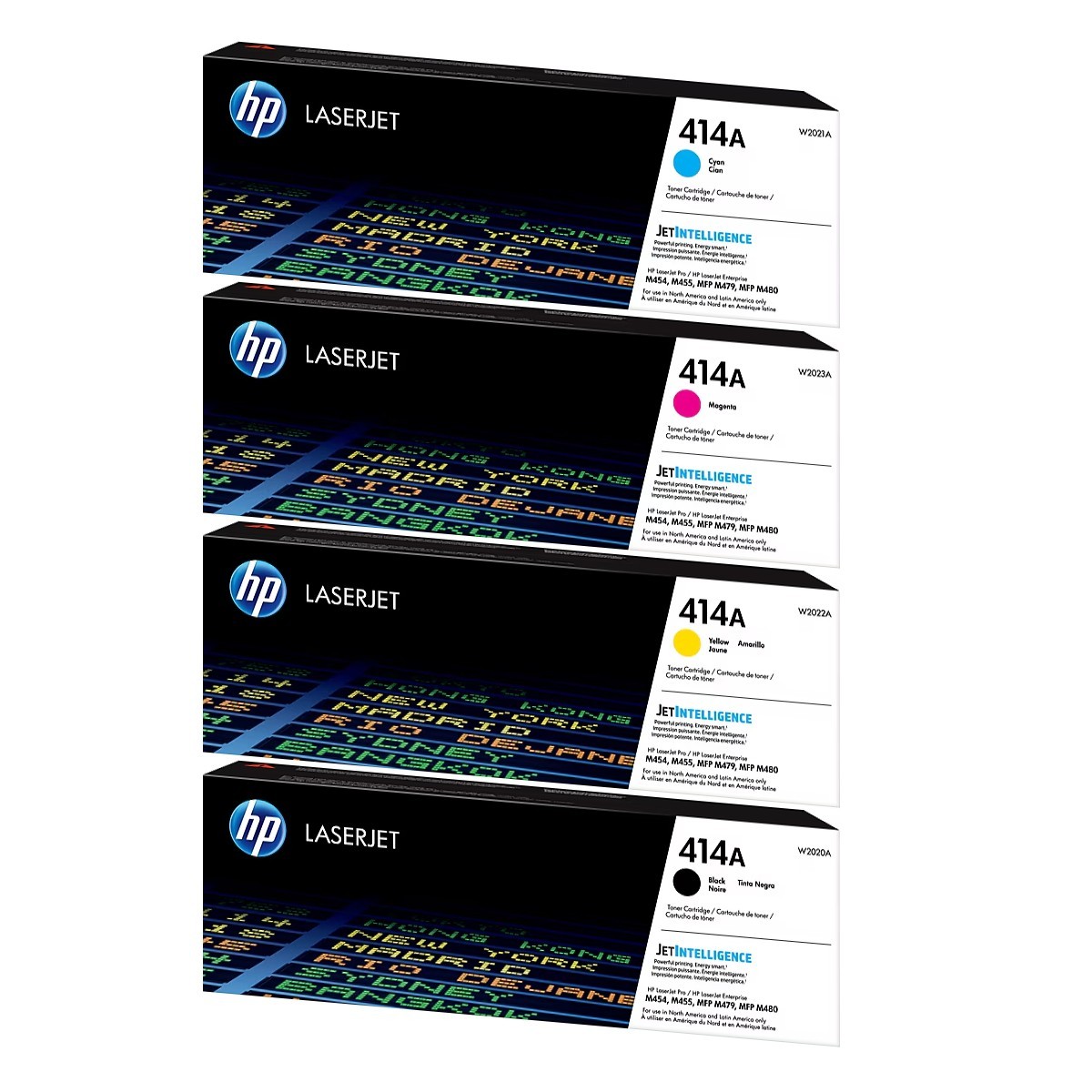 HP 414A Black/Cyan/Magenta/Yellow Standard Yield Toner Cartridge, Pack Of 4
