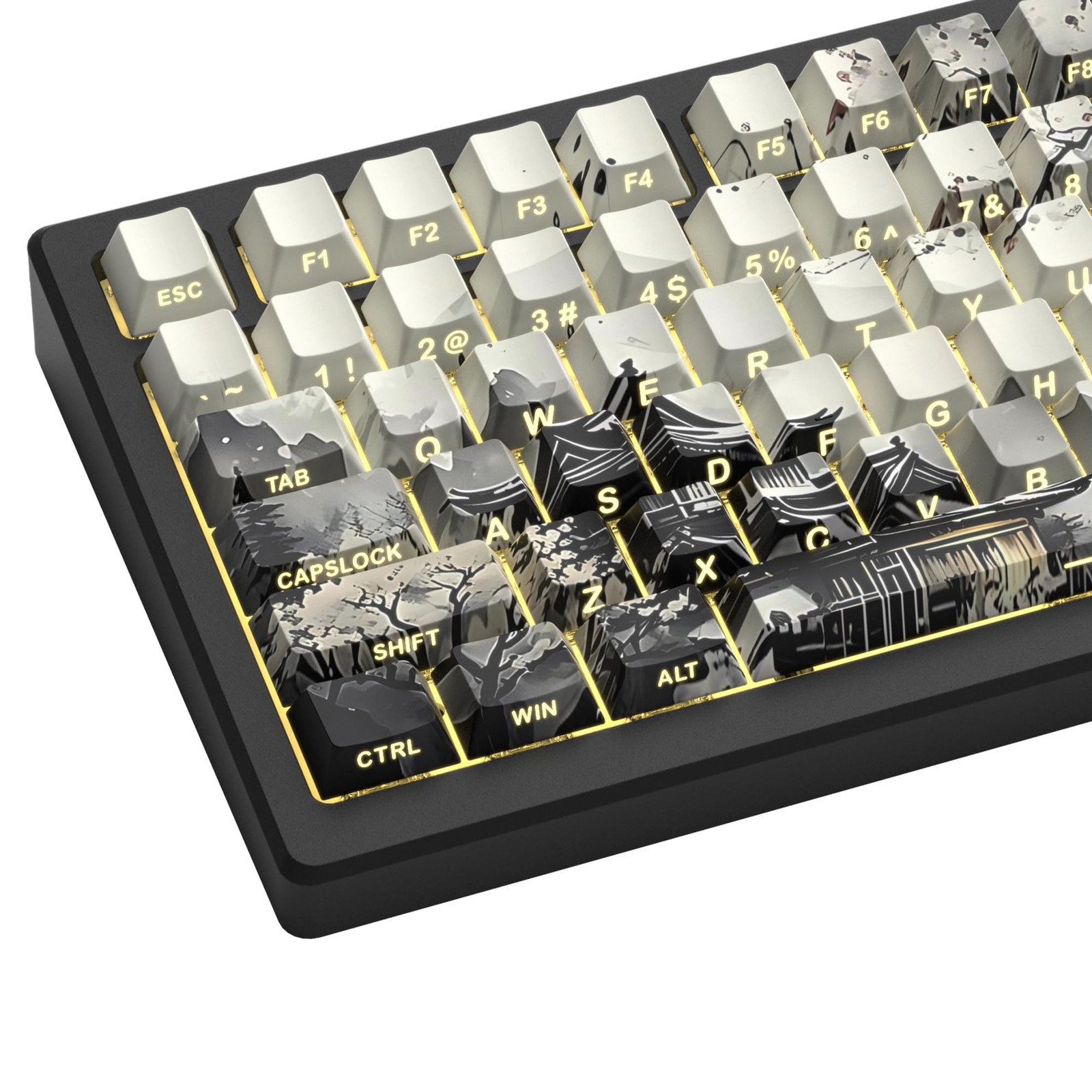 Womier PBT Keycaps Set 130 Keys, Custom White Japanese Keyboard Doubleshot Dy...