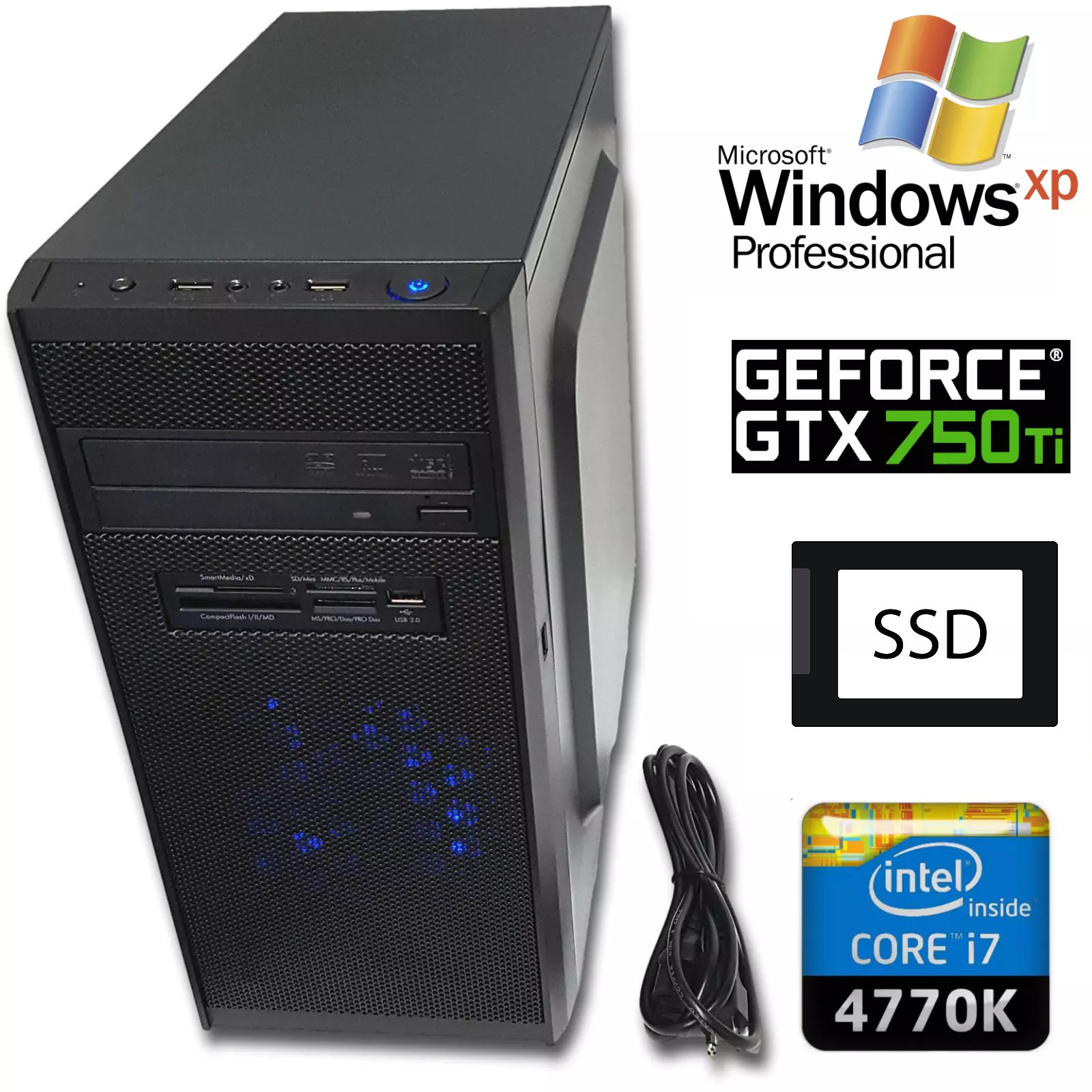 NEW Windows XP Retro Gaming PC Tower - i7-4770k, 128GB SSD, GTX 750Ti, 4GB Ram