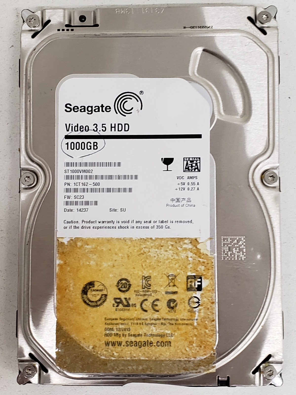 Seagate ST1000VM002 1TB 3.5" SATA 6Gb/s 5900RPM Video HDD P/N 1CT162-500.