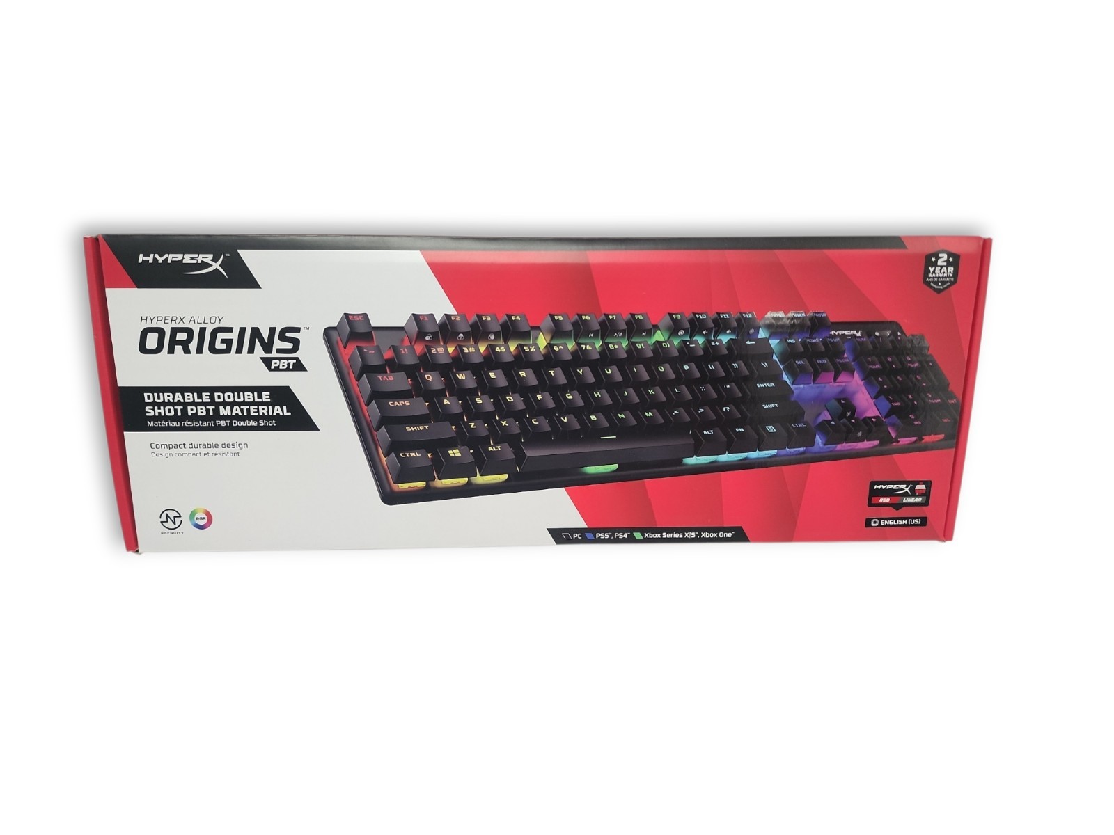 Open Box HyperX Alloy Origins Mechanical Gaming Keyboard RGB Red Linear Switches