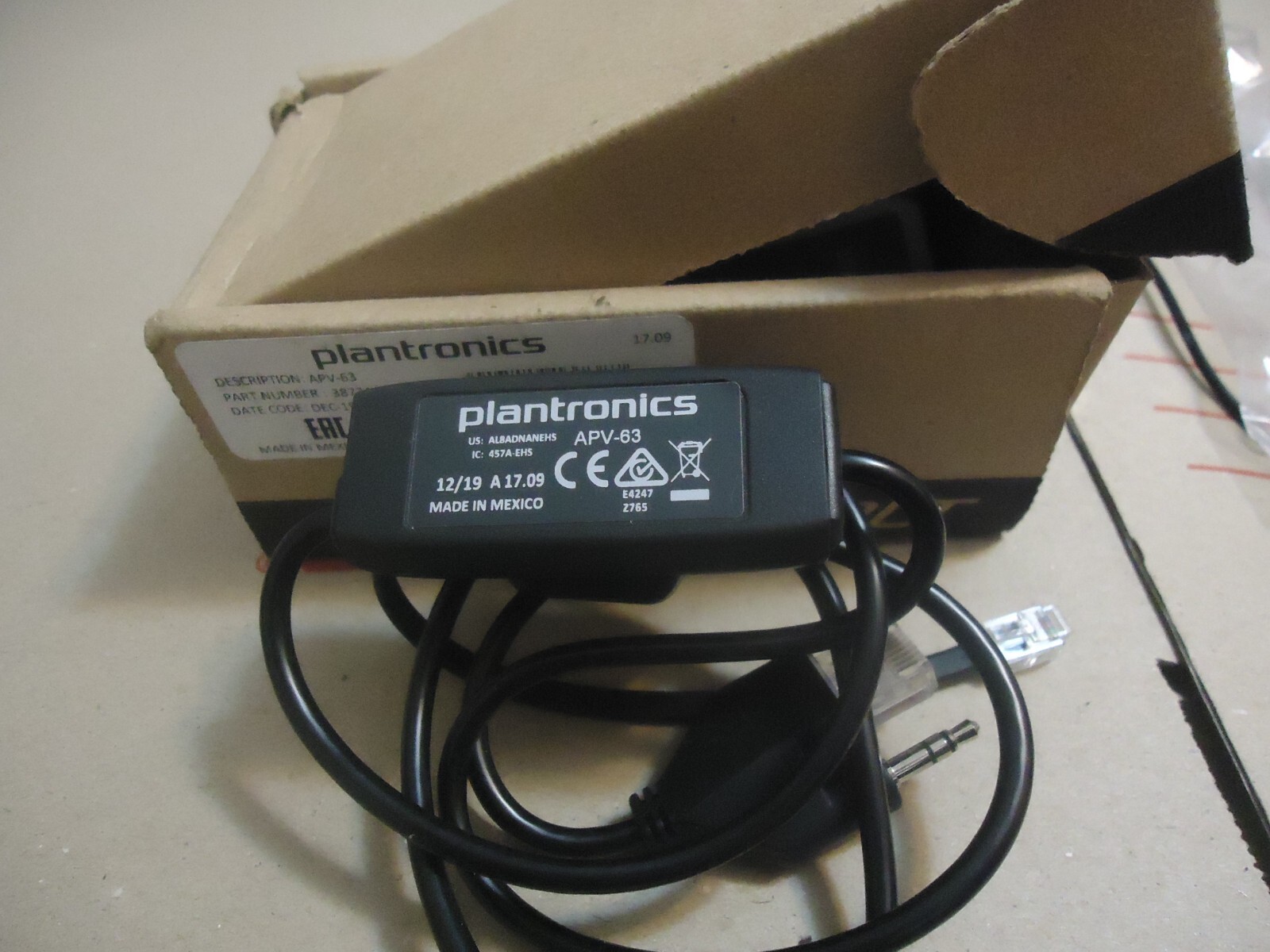 PLANTRONICS APV-63 Electronic Hookswitch Cable (EHS)-457A for Avaya Phones