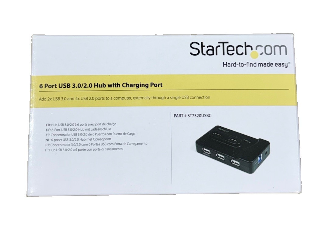 StarTech 6-Port USB 3.0/2.0 Hub w Charging Port ST7320USBC Open Box