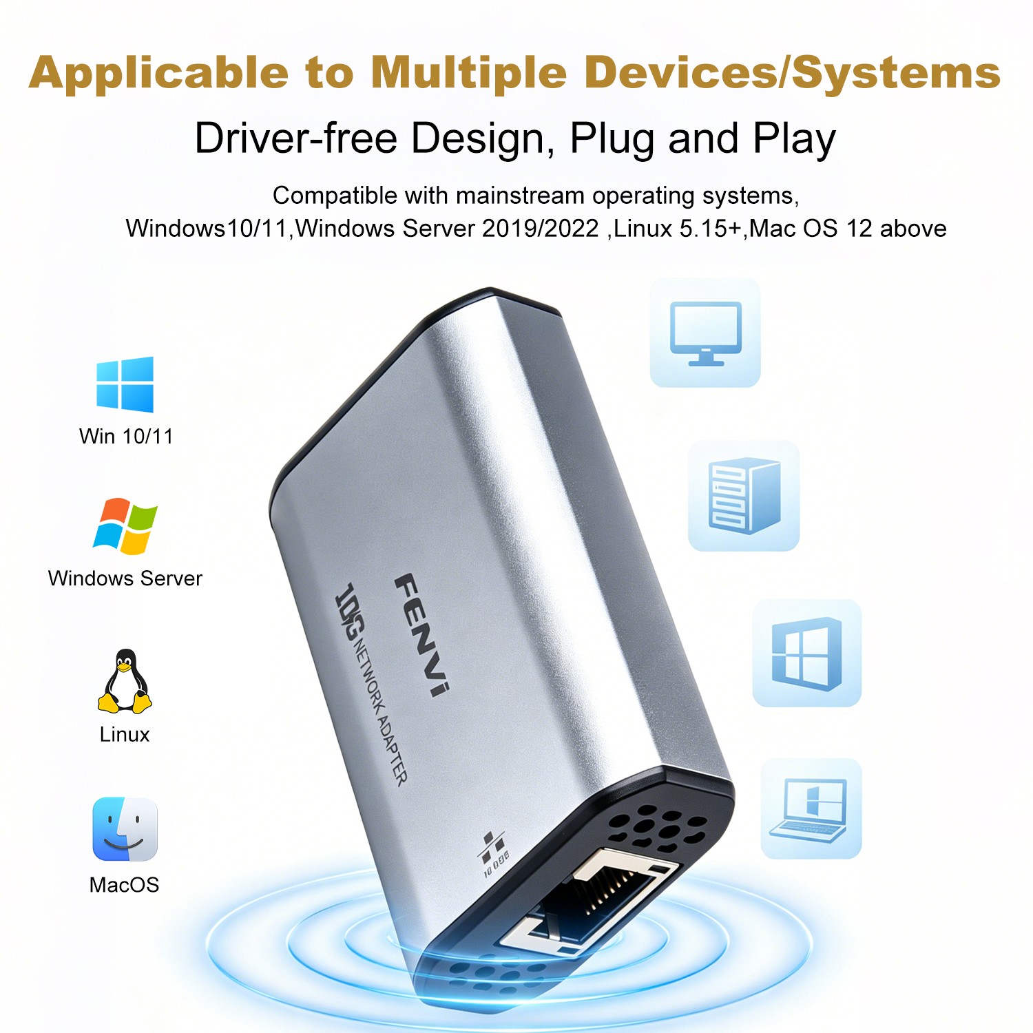 10G USB-C to RJ45 Ethernet Adapter RTL8159 10Gbps Network Card for Windows Linux