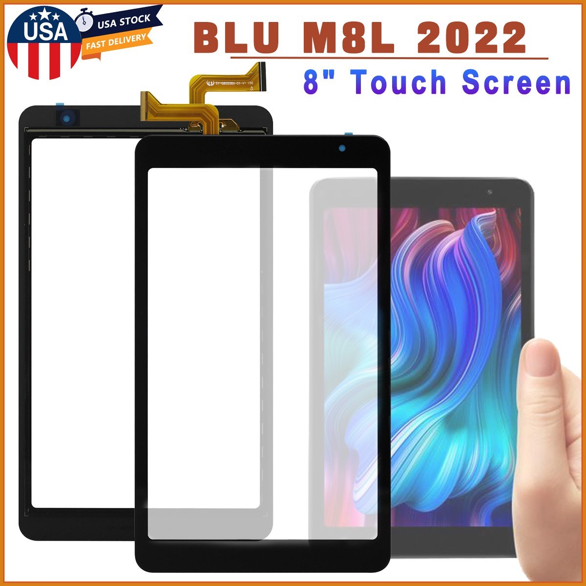8" Digitizer Touch Screen Glass Panel Replace For BLU M8L 2022 M0220WW Tablet