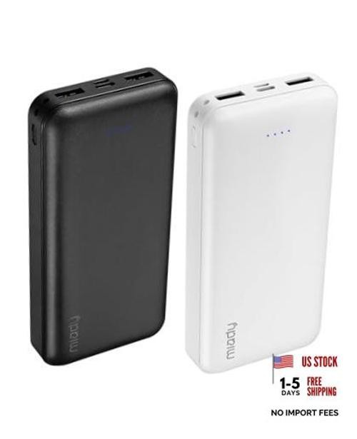 2-Pack Portable Charger PD 22.5W Power Bank 20000mAh Battery Pack White+Black