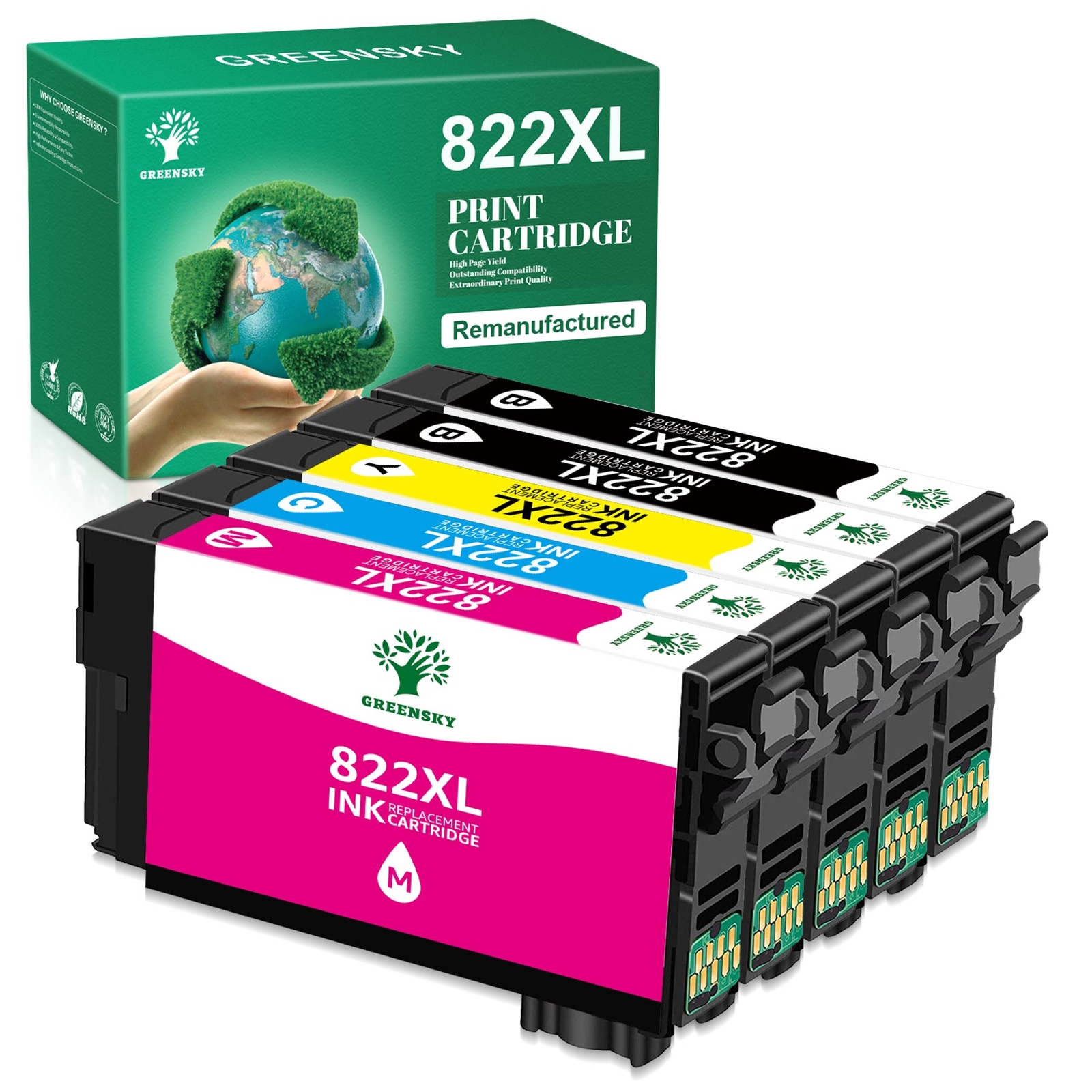 5PK 822XL T822XL Ink Cartridge For Epson WorkForce Pro WF-3820 WF-4833 WF-4820