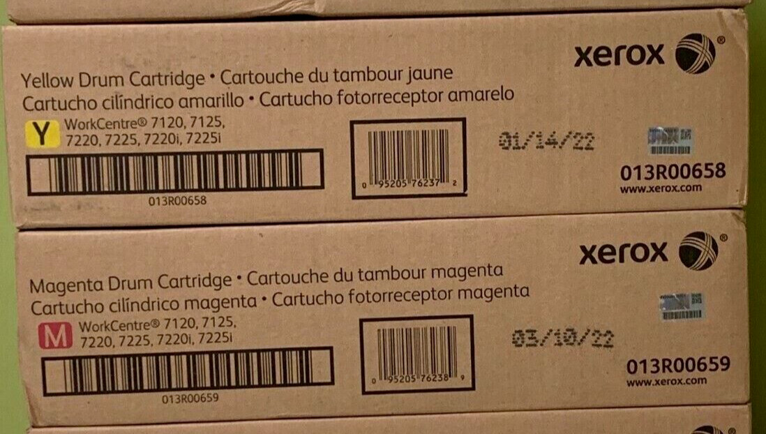 New Genuine Xerox Drum Cartridges WC 7120 013R00658 Yellow 013R00659 Magenta