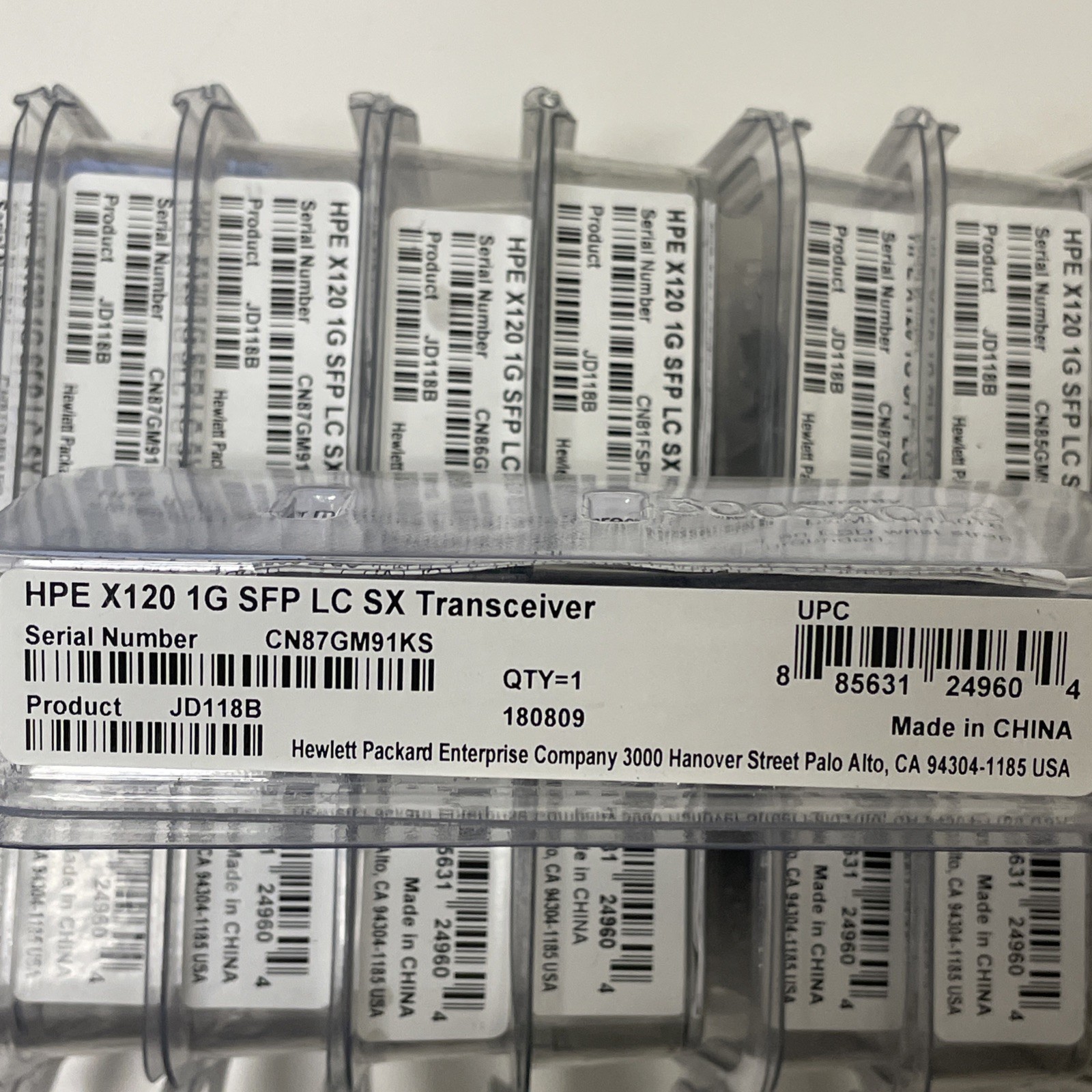 HPE JD118B X120 1G SFP SX Transceiver LC MMF 850nm Genuine HP New Sealed
