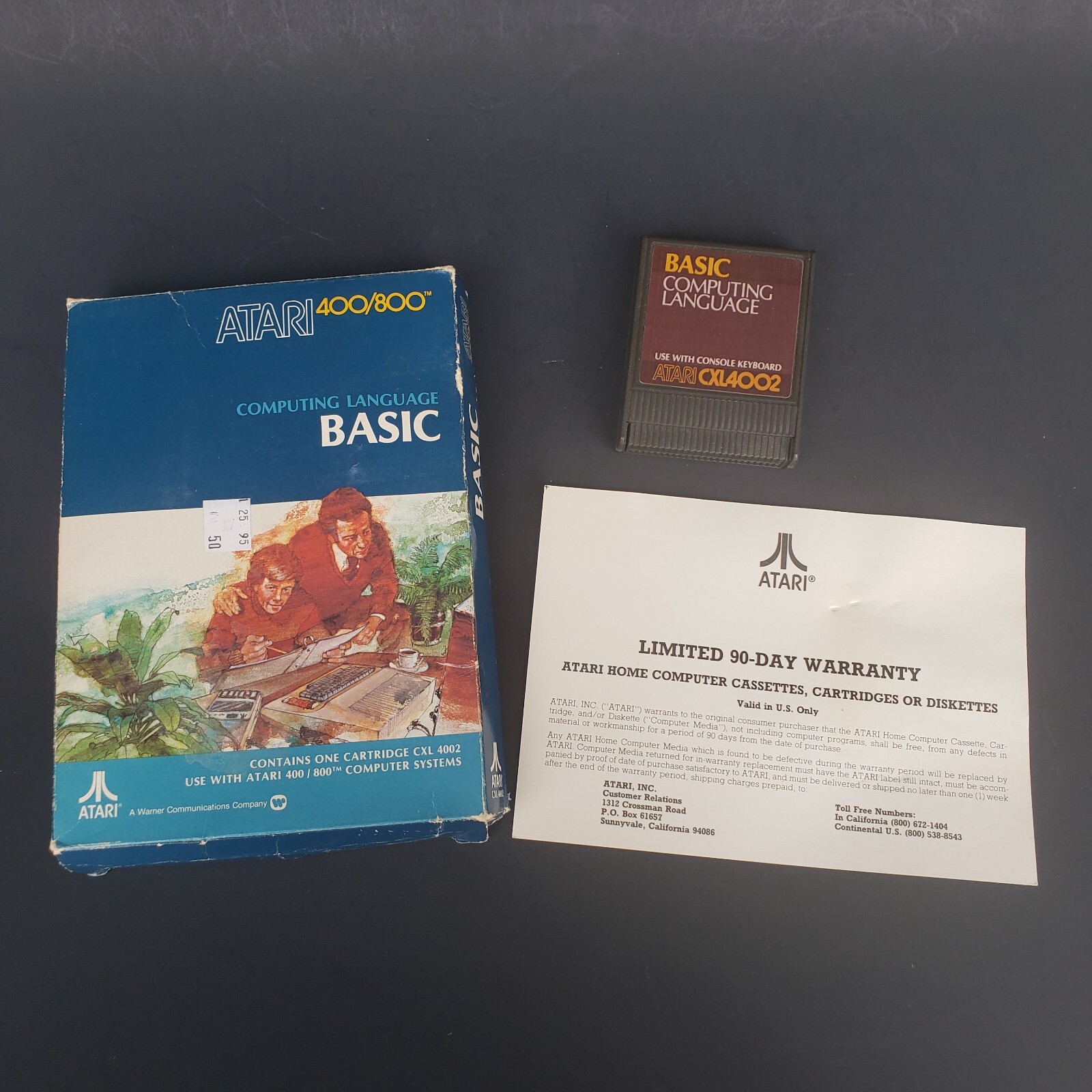 Vintage 1979 Atari Basic Computing Language Cartridge CXL4002 with Box & Insert