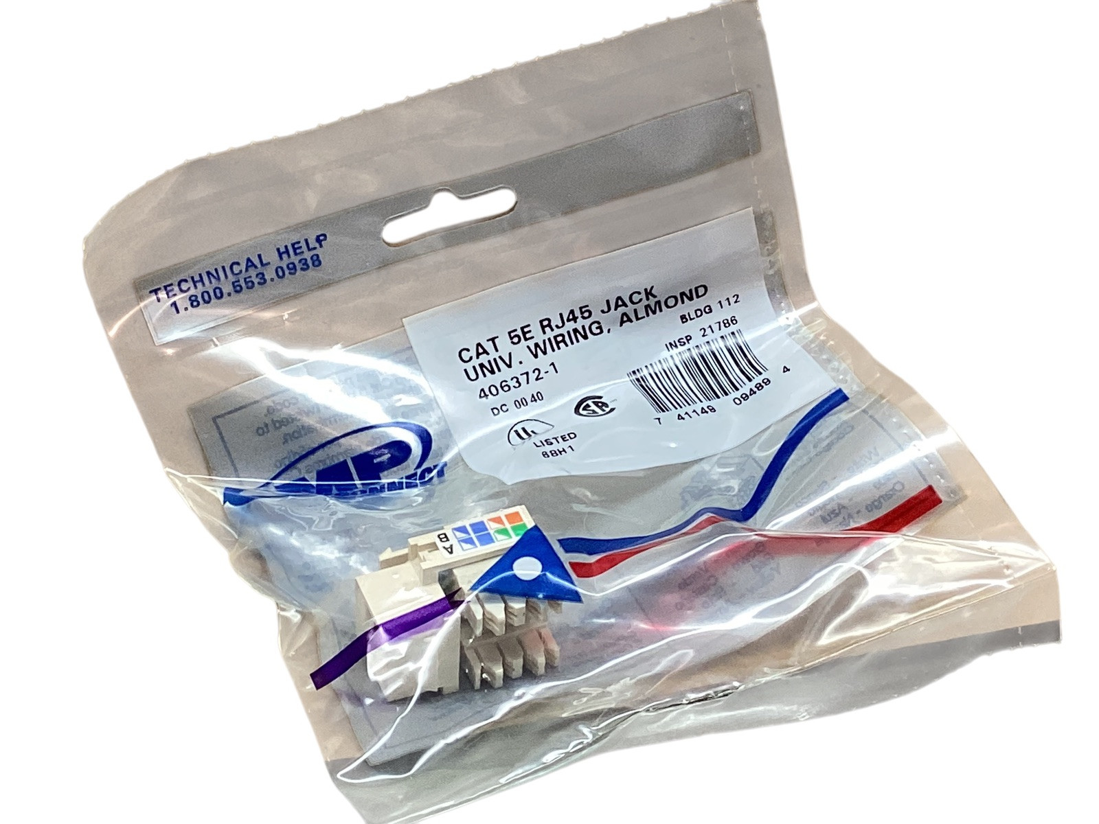 CAT5e RJ45 110 Punch Down AMP 406372-7 Modular Snap-In Jack - RED (Qty 1)