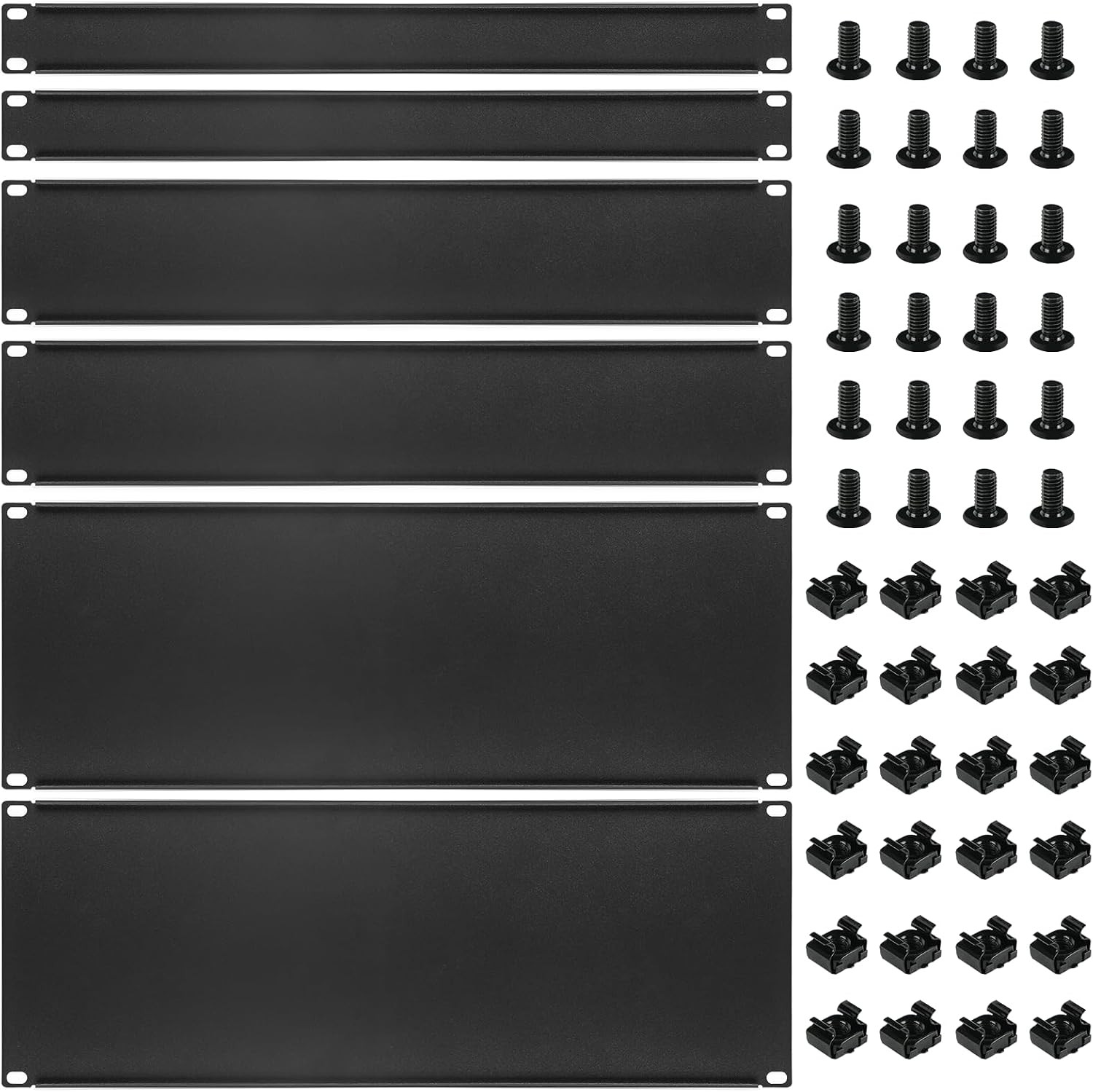 6 Pcs 1U,2U,4U Blank Panel Metal Rack Mount, 19 Inches, Filler Panel Mount