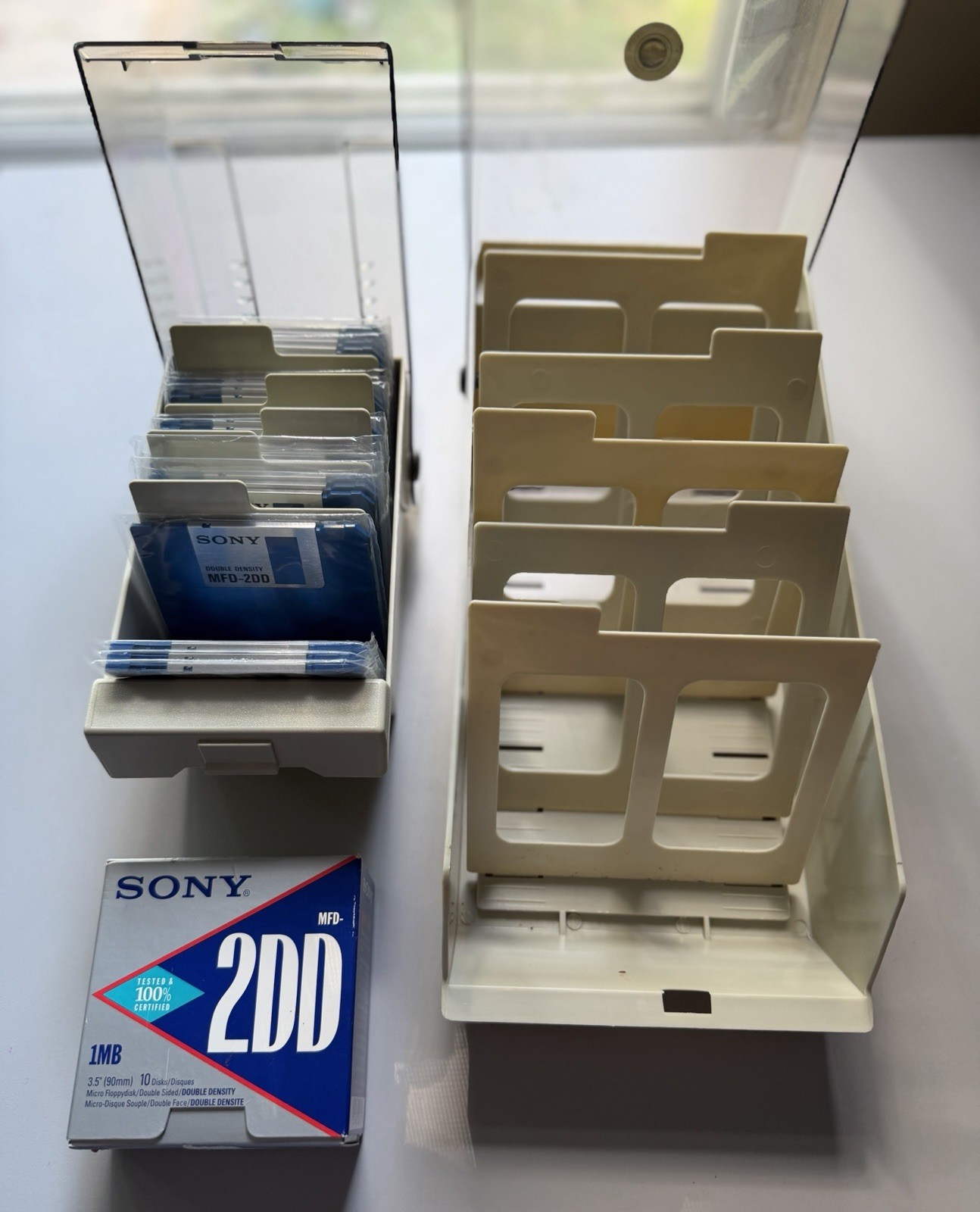 5 1/4” Floppy Disk Storage Case & 3.5” Disc Case w/Dividers New Set of 19 Discs