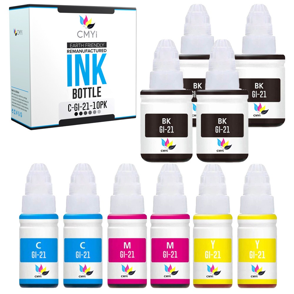 10-PK CMYi Compatible Canon GI21 Ink Bottles for Canon PIXMA G1220 G2260 G3260