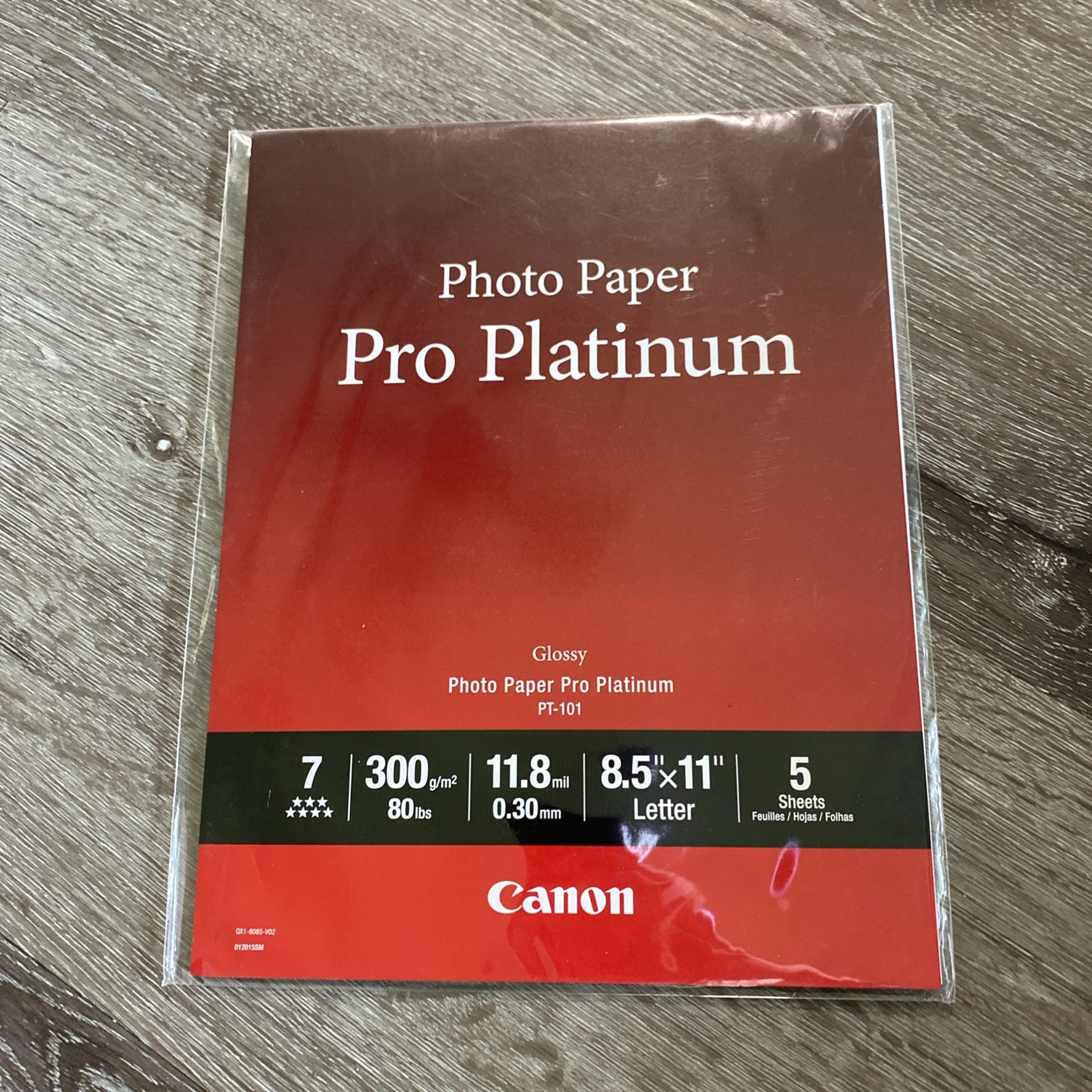 Canon Photo Paper Pro Platinum 8.5 x 11  Glossy PT-101 5 NEW Sheets