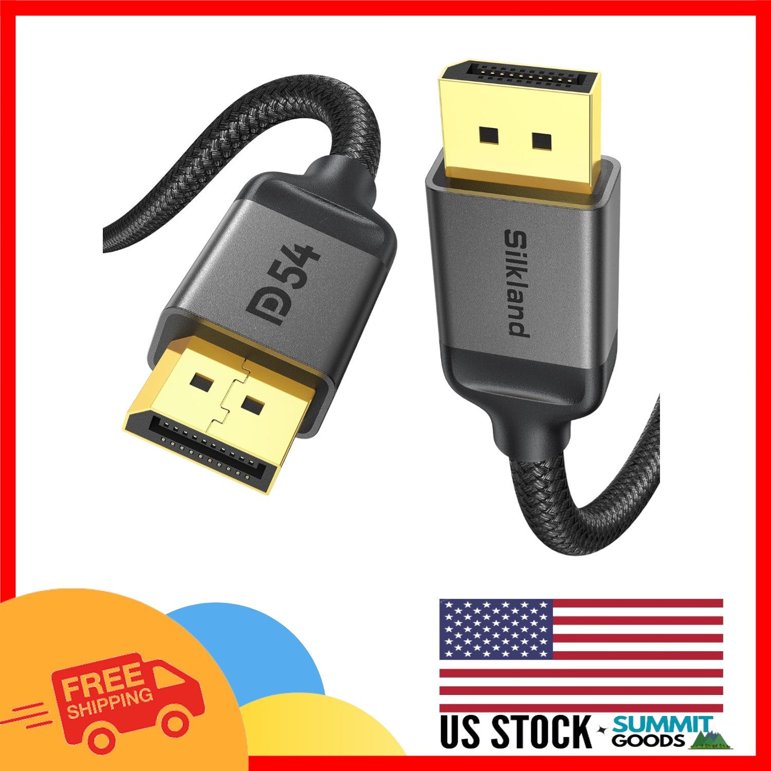 High-Performance 15FT DisplayPort 2.1 Cable - 16K, HDR, Gold Plated Connectors